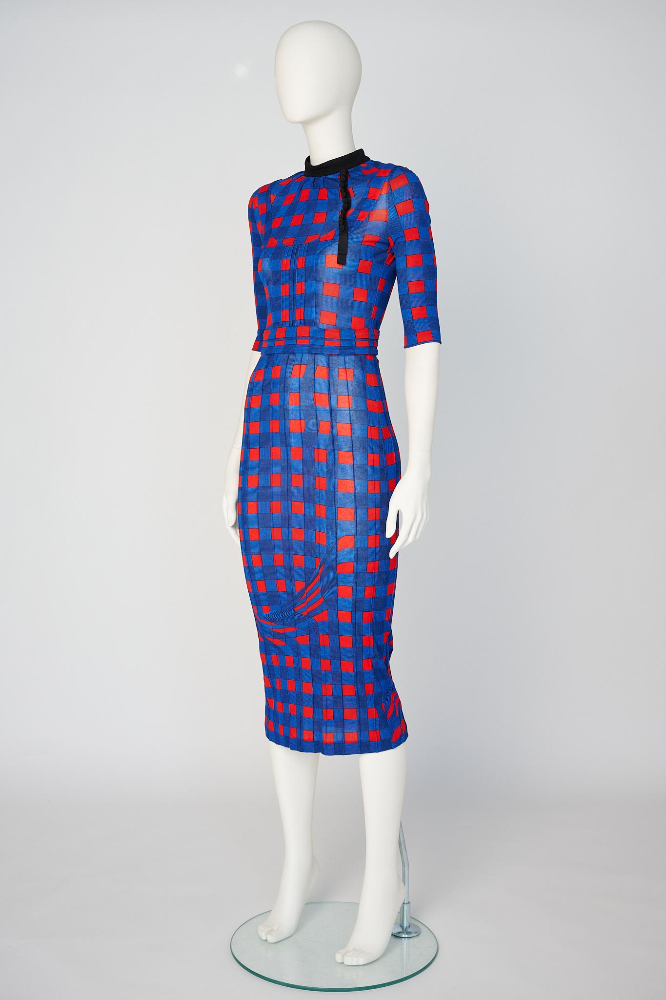 Robe Madi en jersey extensible à carreaux de la Collectional, SS2008 en vente 2