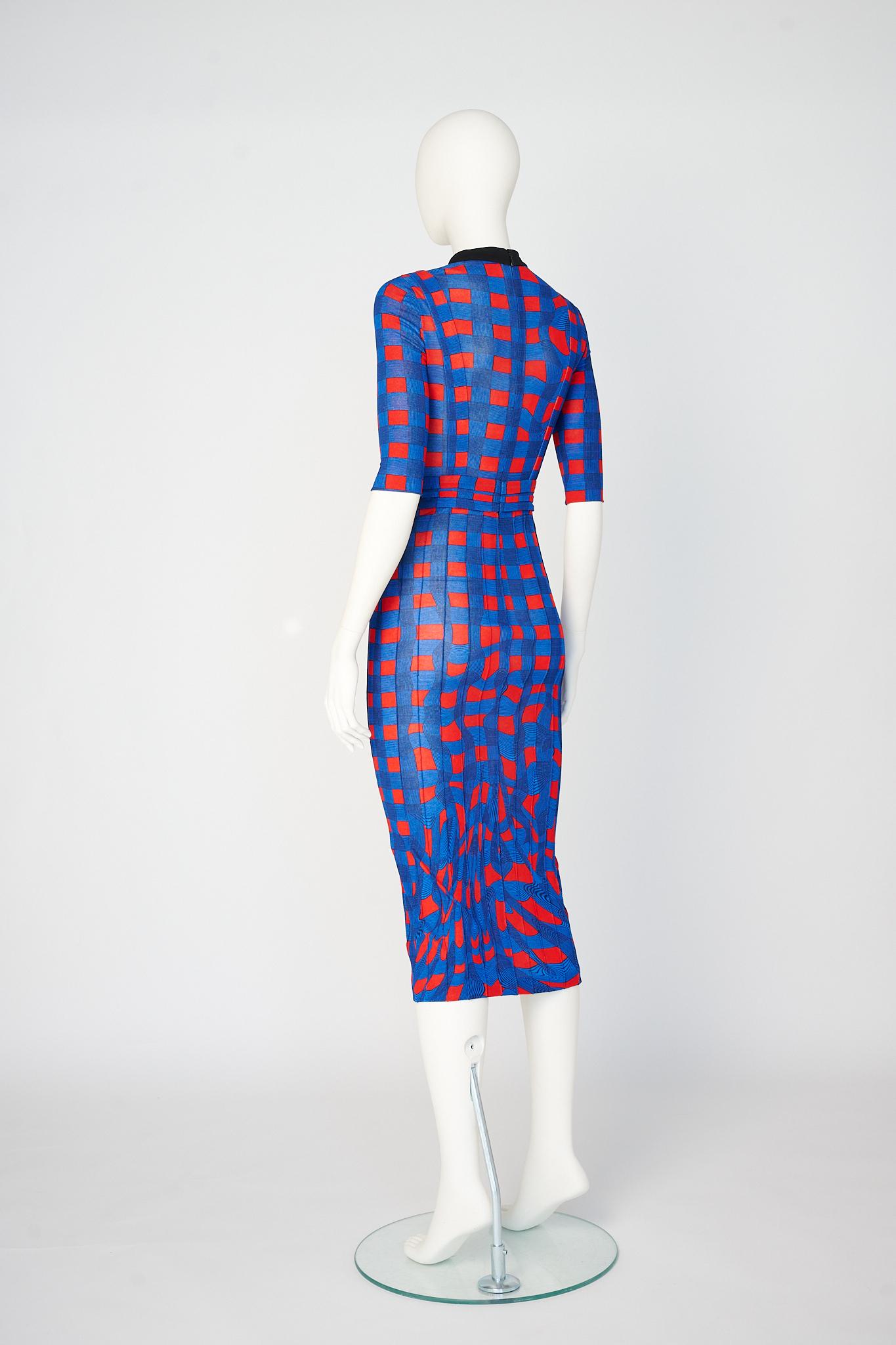 Robe Madi en jersey extensible à carreaux de la Collectional, SS2008 en vente 3