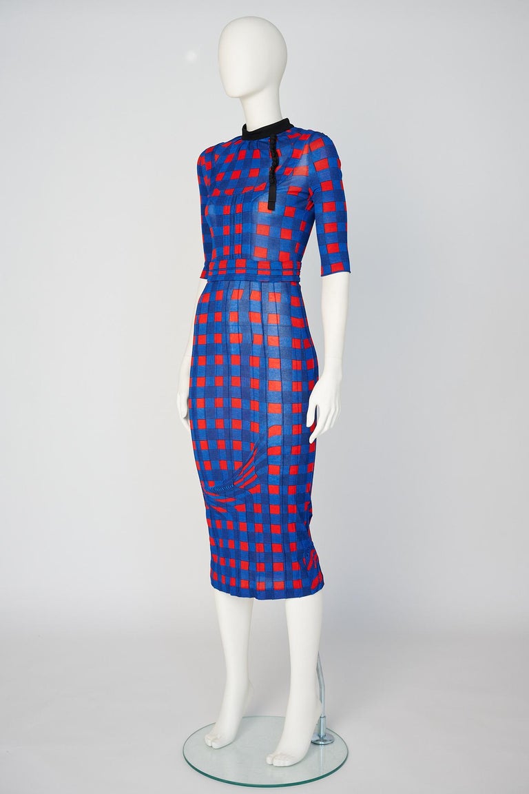 Prada Fairy Collection Runway Checked Stretch-Jersey Midi Dress, SS2008 For Sale at 1stDibs Prada Fairy Collection Runway Checked Stretch-Jersey Midi Dress, SS2008 For Sale at 1stDibs