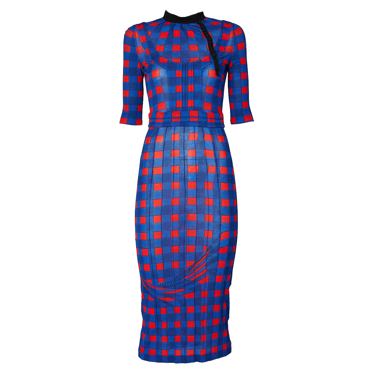 Robe Madi en jersey extensible à carreaux de la Collectional, SS2008 en vente