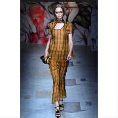 Prada Fairy Collection Silk Cut Out Yellow Plaid Blouse Spring 2008
