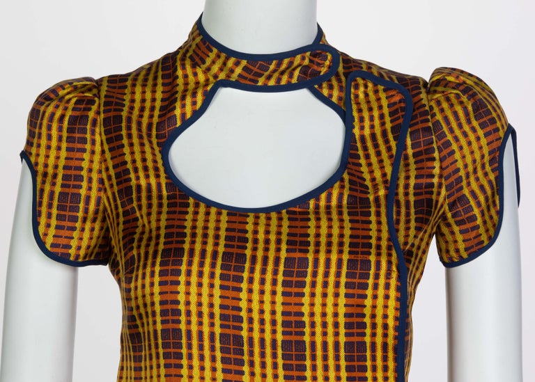 Prada Fairy Collection Silk Cut Out Yellow Plaid Blouse Spring 2008 at  1stDibs
