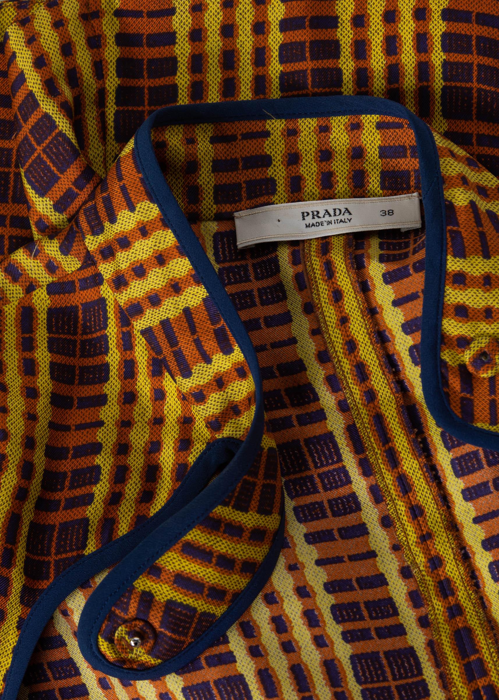 Prada Fairy Collection Silk Cut Out Yellow Plaid Blouse Spring 2008 2