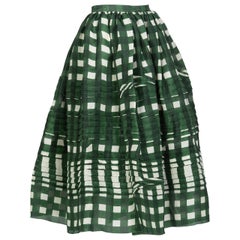 Prada Fairy Green White Print Silk Organza Skirt Runway, 2008