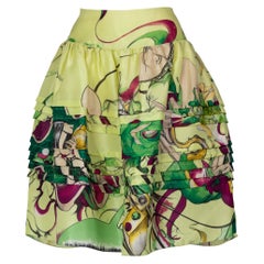 Prada Fairy James Jean Green Print Silk Skirt, 2008