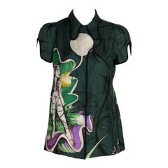 Prada FairyJames Jean Green Print Silk Top Runway Spring 2008