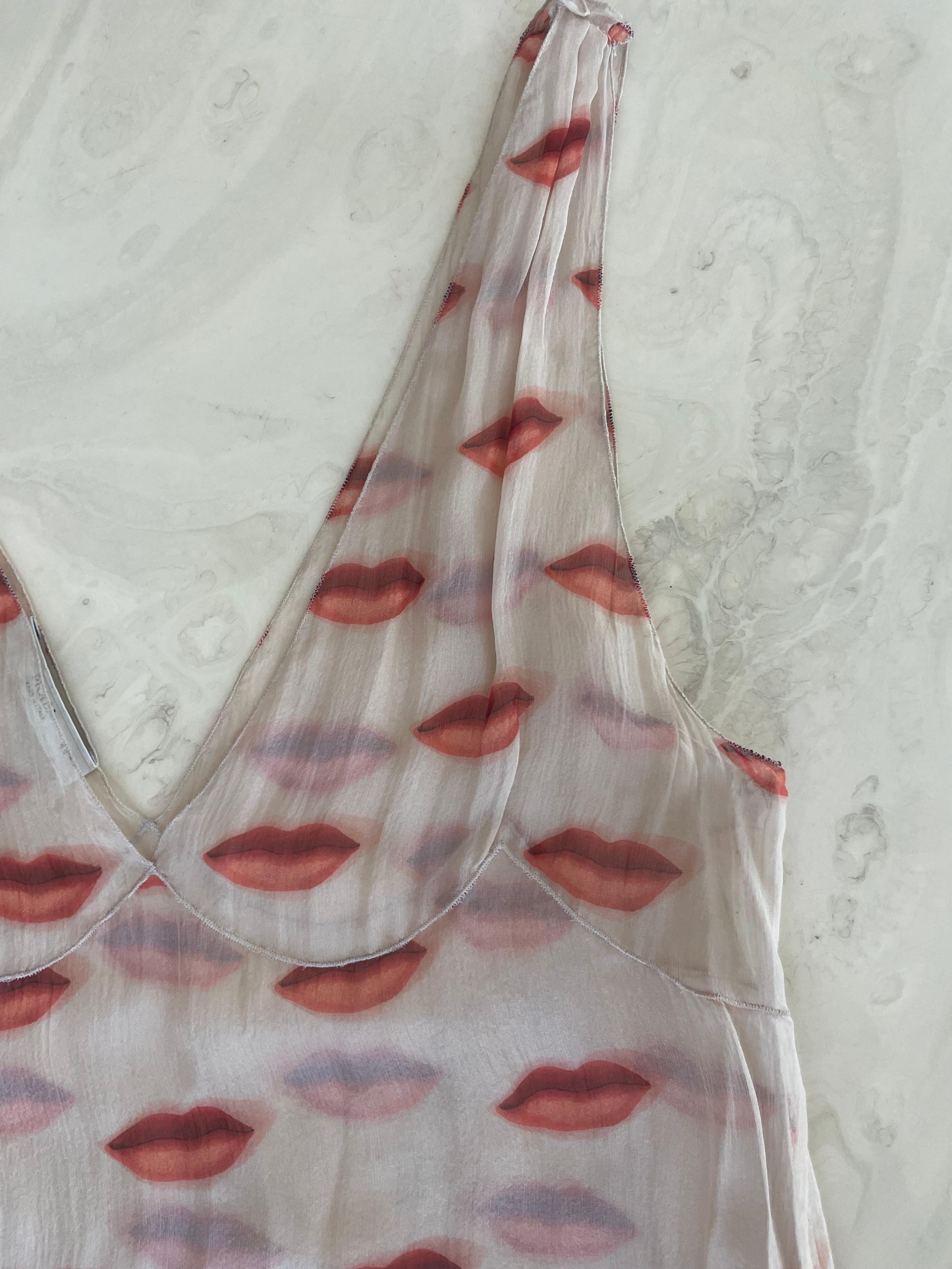 Prada Fall 2002 Silk Lip Print Rromper Runway Look #45 8
