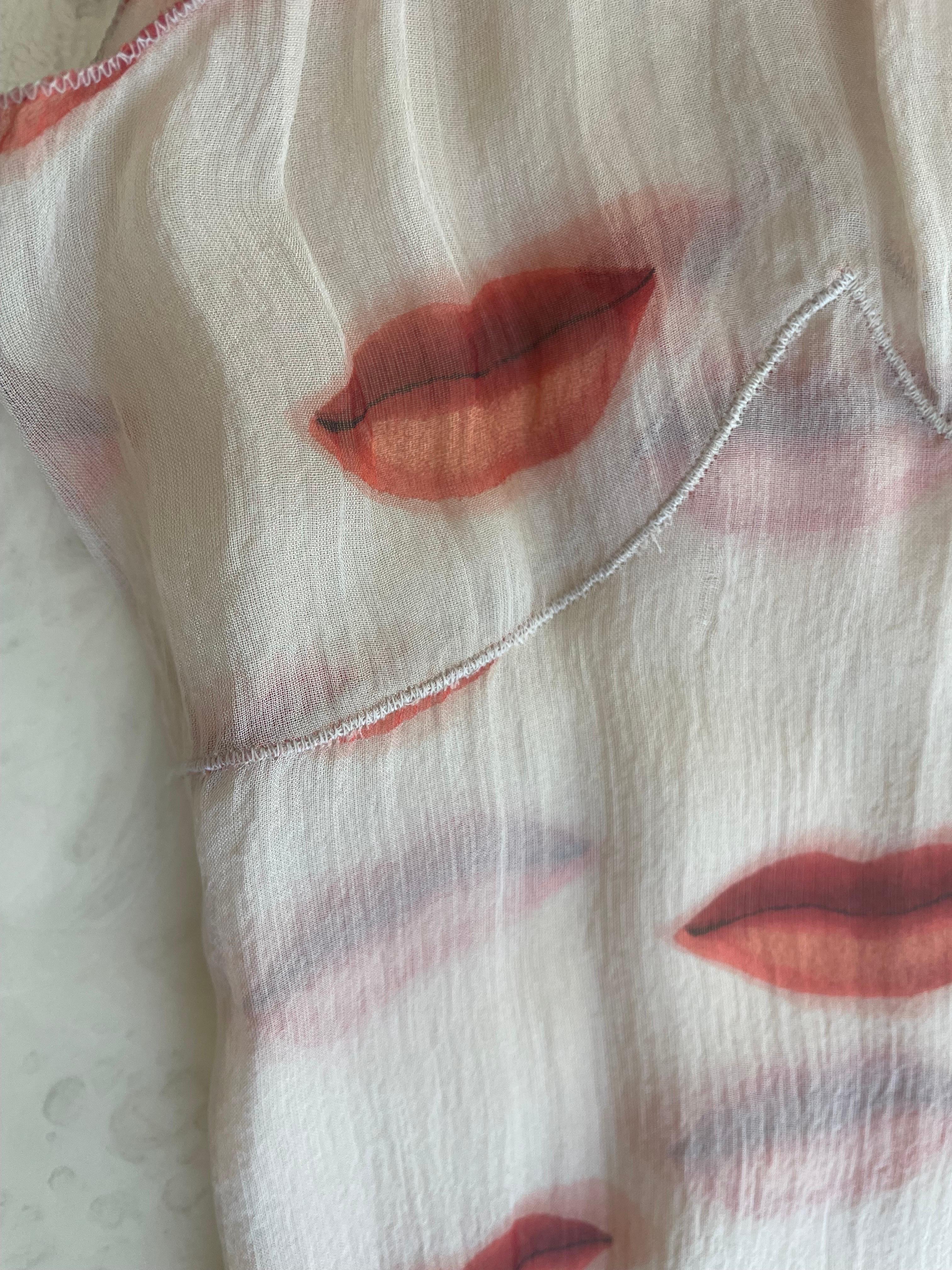 Prada Fall 2002 Silk Lip Print Rromper Runway Look #45 12