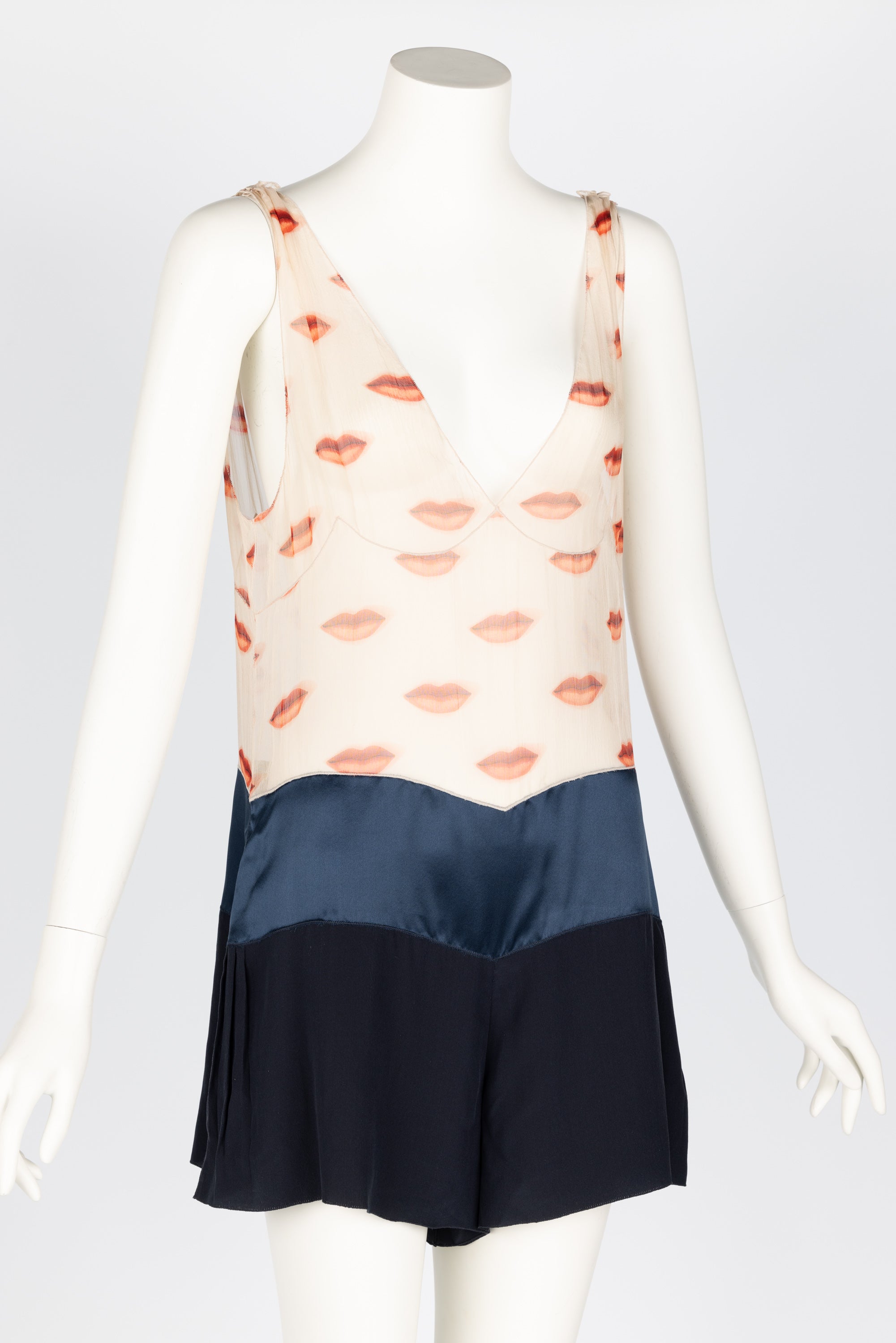 Black Prada Fall 2002 Silk Lip Print Rromper Runway Look #45