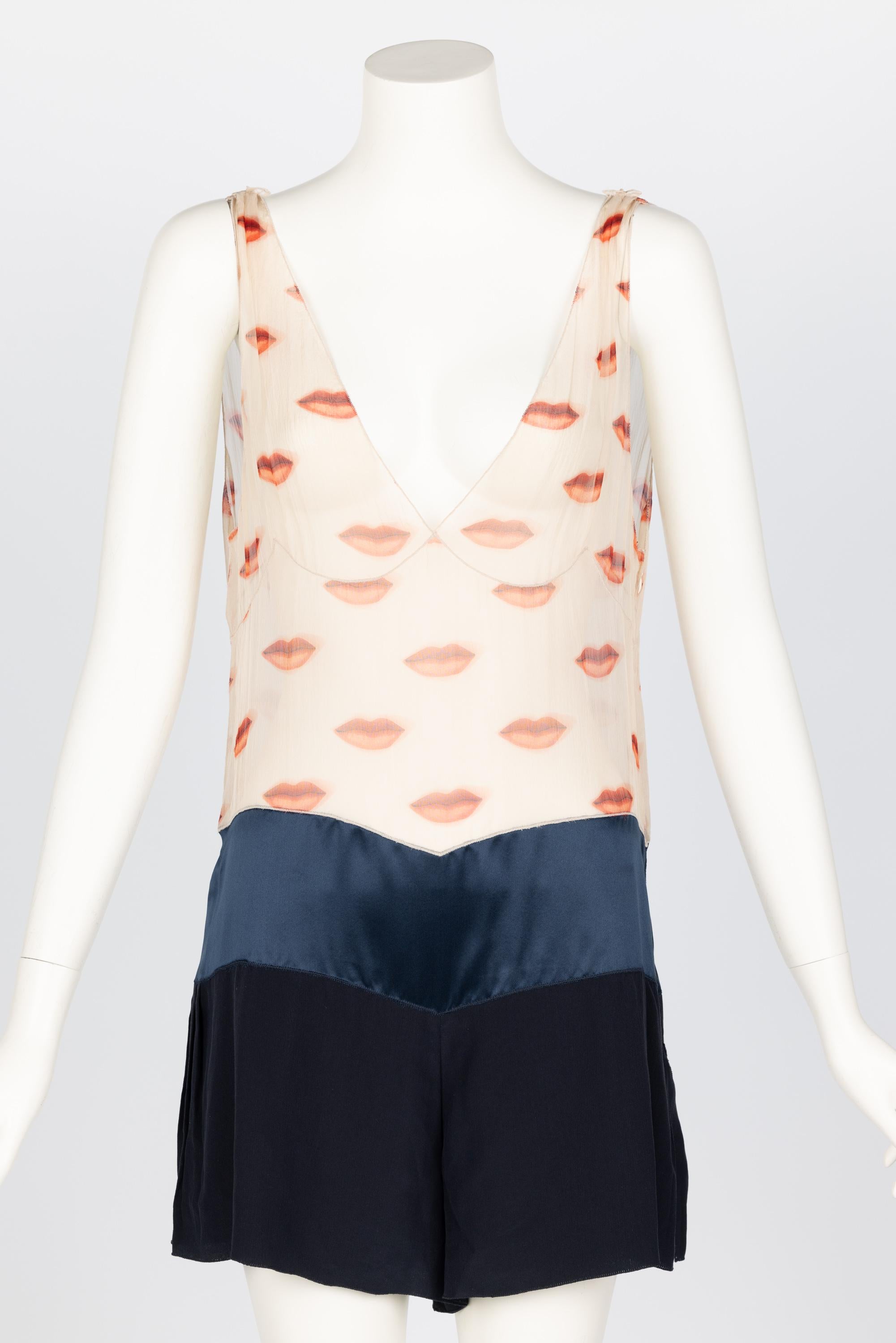 Women's or Men's Prada Fall 2002 Silk Lip Print Rromper Runway Look #45