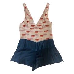 Prada Herbst 2002 Seide Lippendruck Rromper Laufsteg Look #45