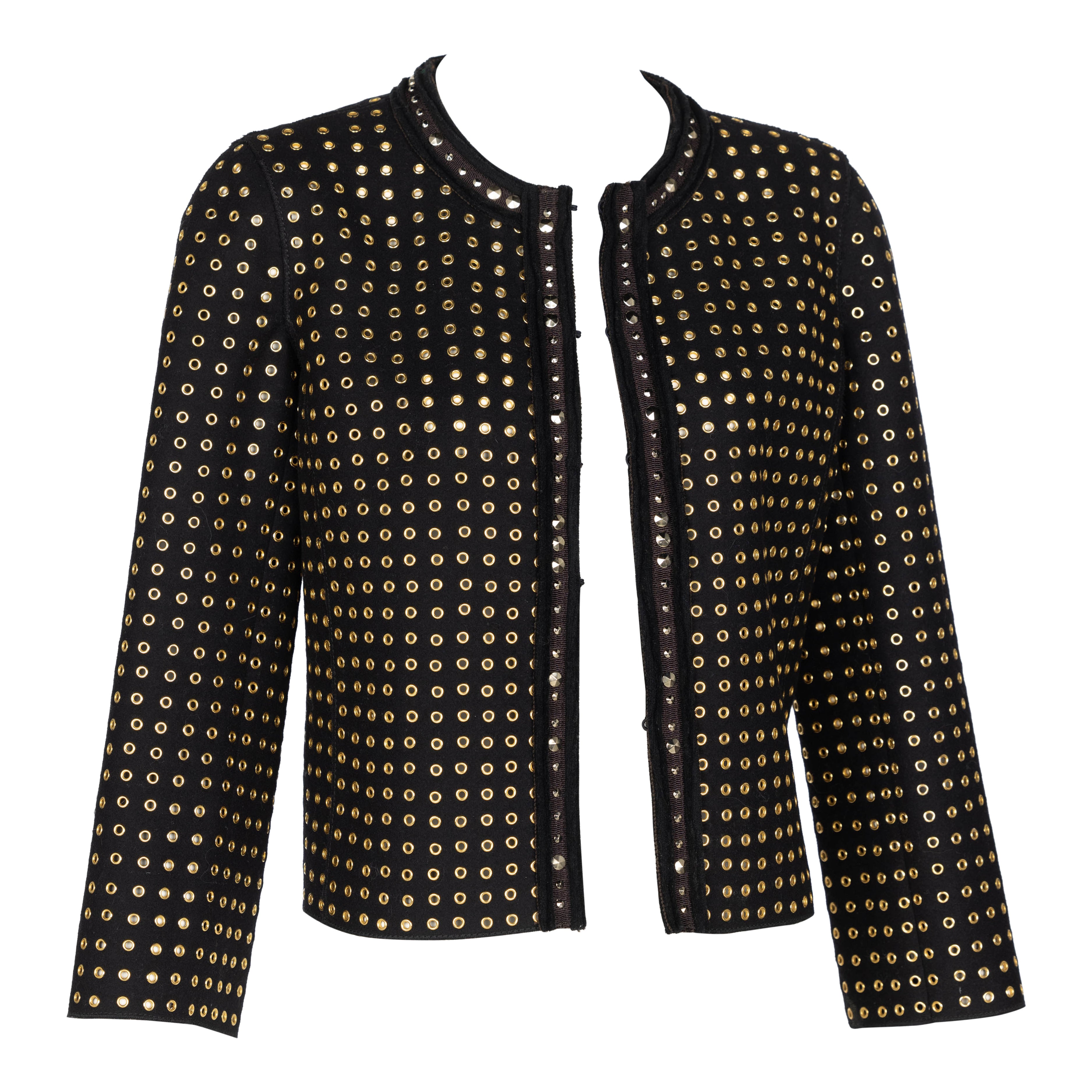 Prada Herbst 2005 Wolle Filz Grommet Jacke Laufsteg Look #15