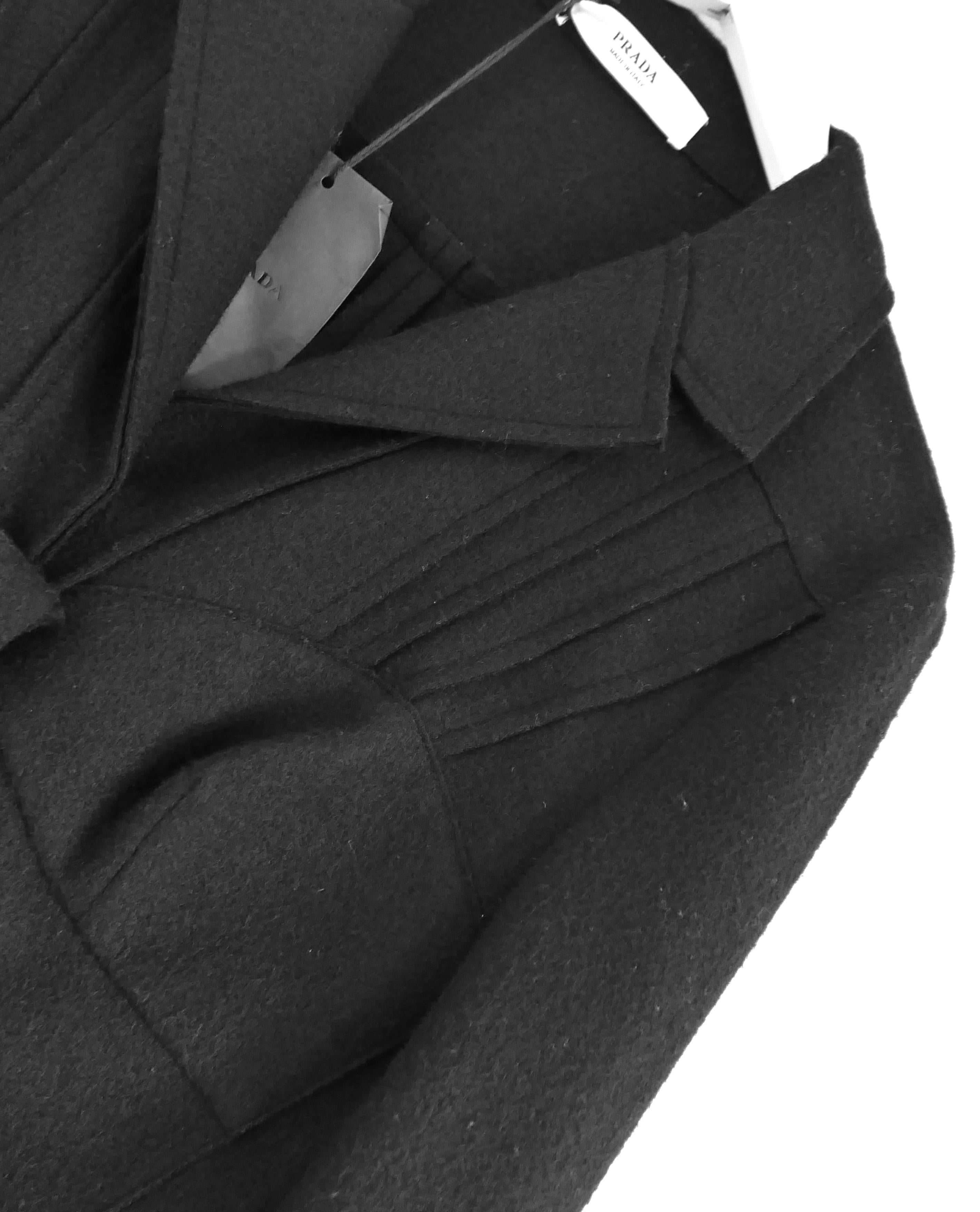 Prada - Automne 2008 - Veste à buste corseté en feutre de laine noir Neuf - En vente à London, GB