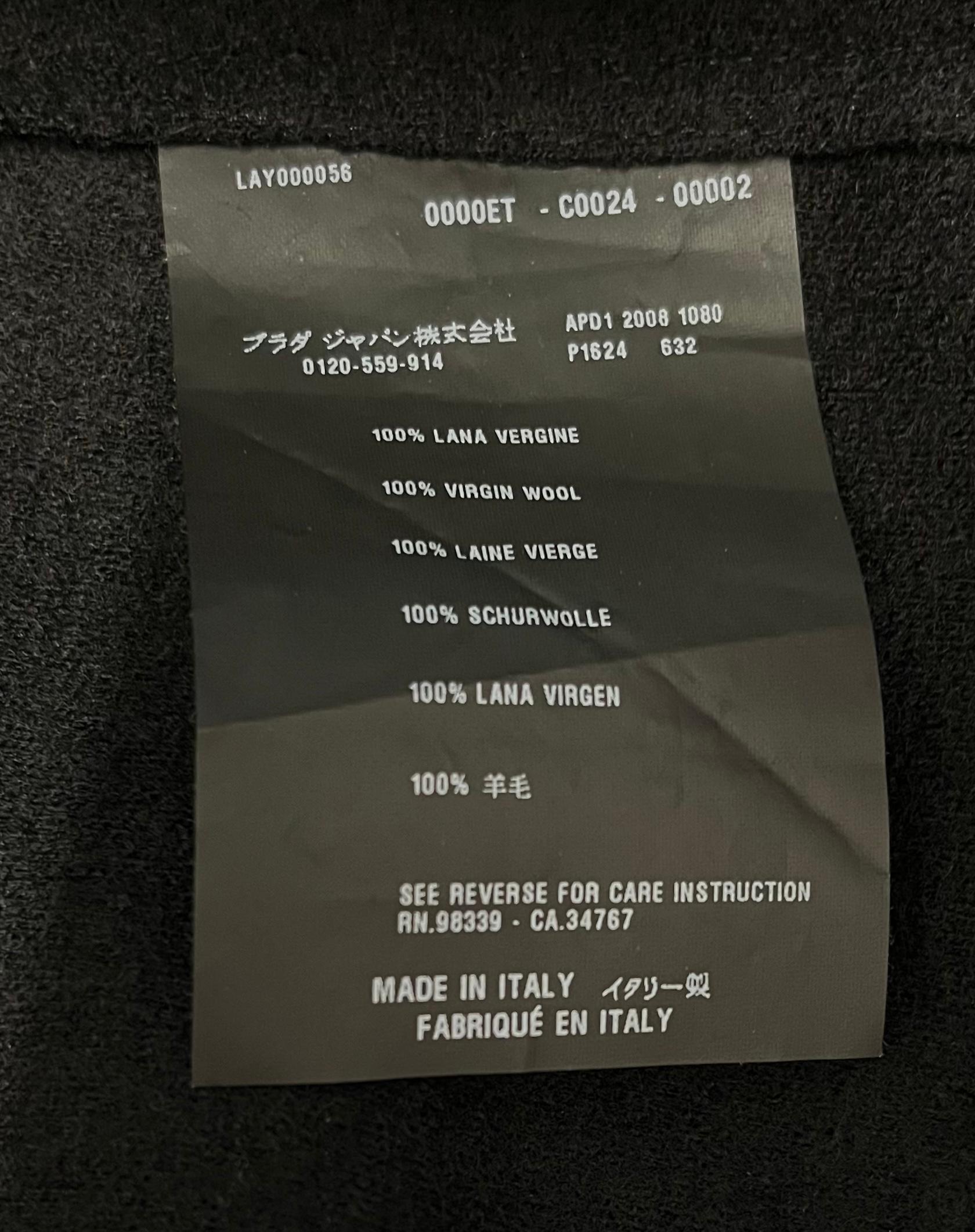 Gonna Prada Autunno 2008 in feltro di lana nero con orlo a balze in vendita 1
