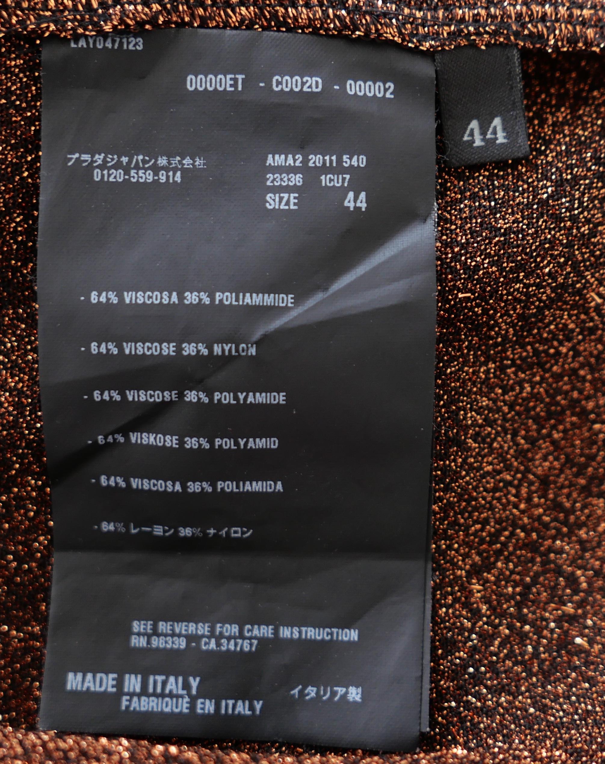 Prada Fall 2011 Lurex Slip Dress Pour femmes en vente