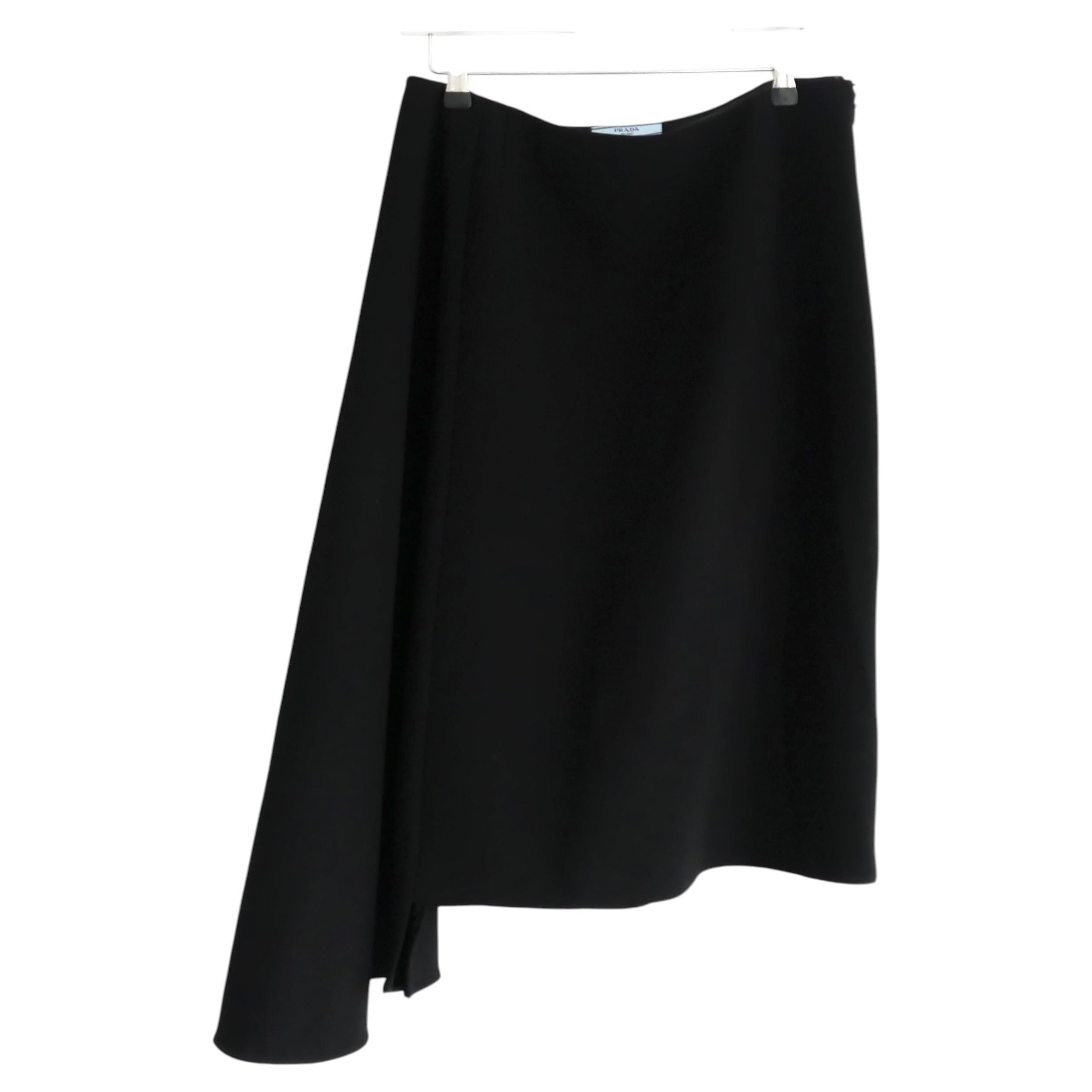 Prada Fall 2013 Black Crepe Asymmetric Skirt
