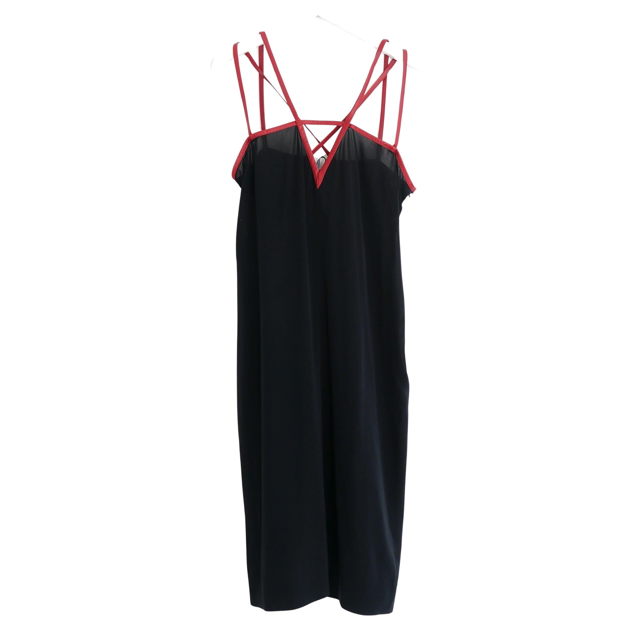 Prada Fall 2014 Leather Strap Silk Dress