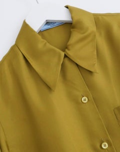 Prada Fall 2015 Chartreuse Green Silk Shirt