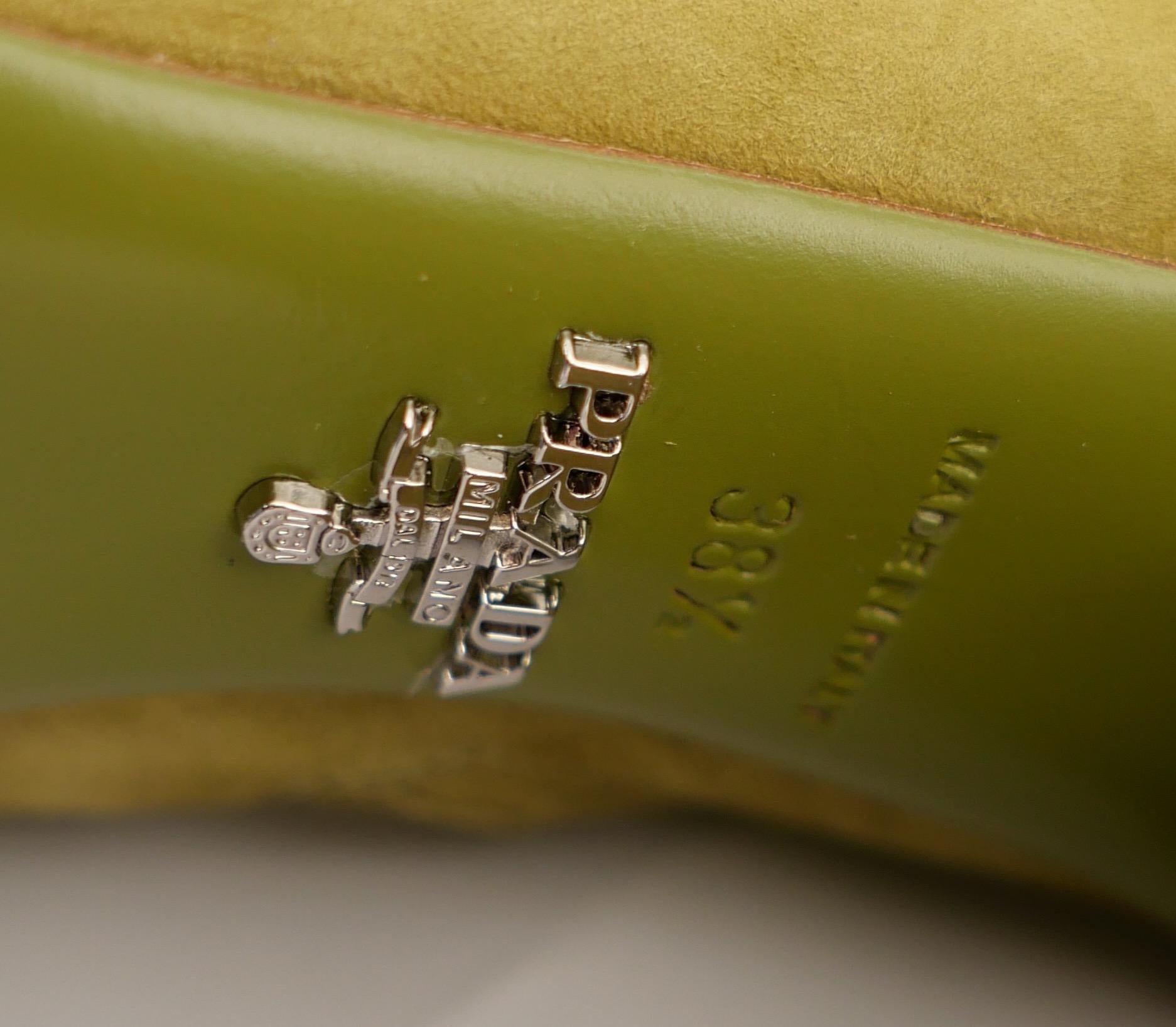 Prada Fall 2015 Chartreuse Suede Over The Knee Boots In New Condition For Sale In London, GB