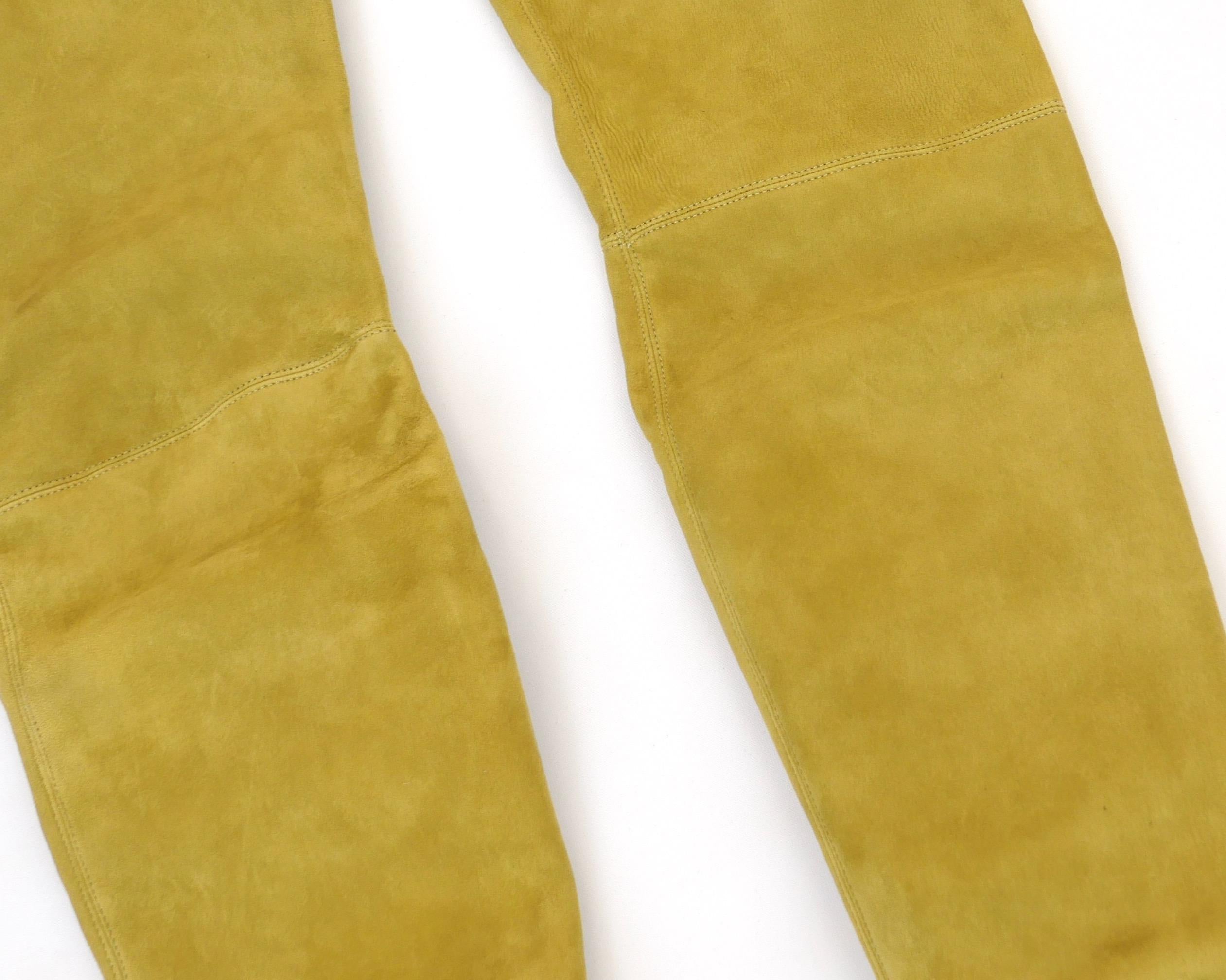 Prada Fall 2015 Chartreuse Suede Over The Knee Boots For Sale 2