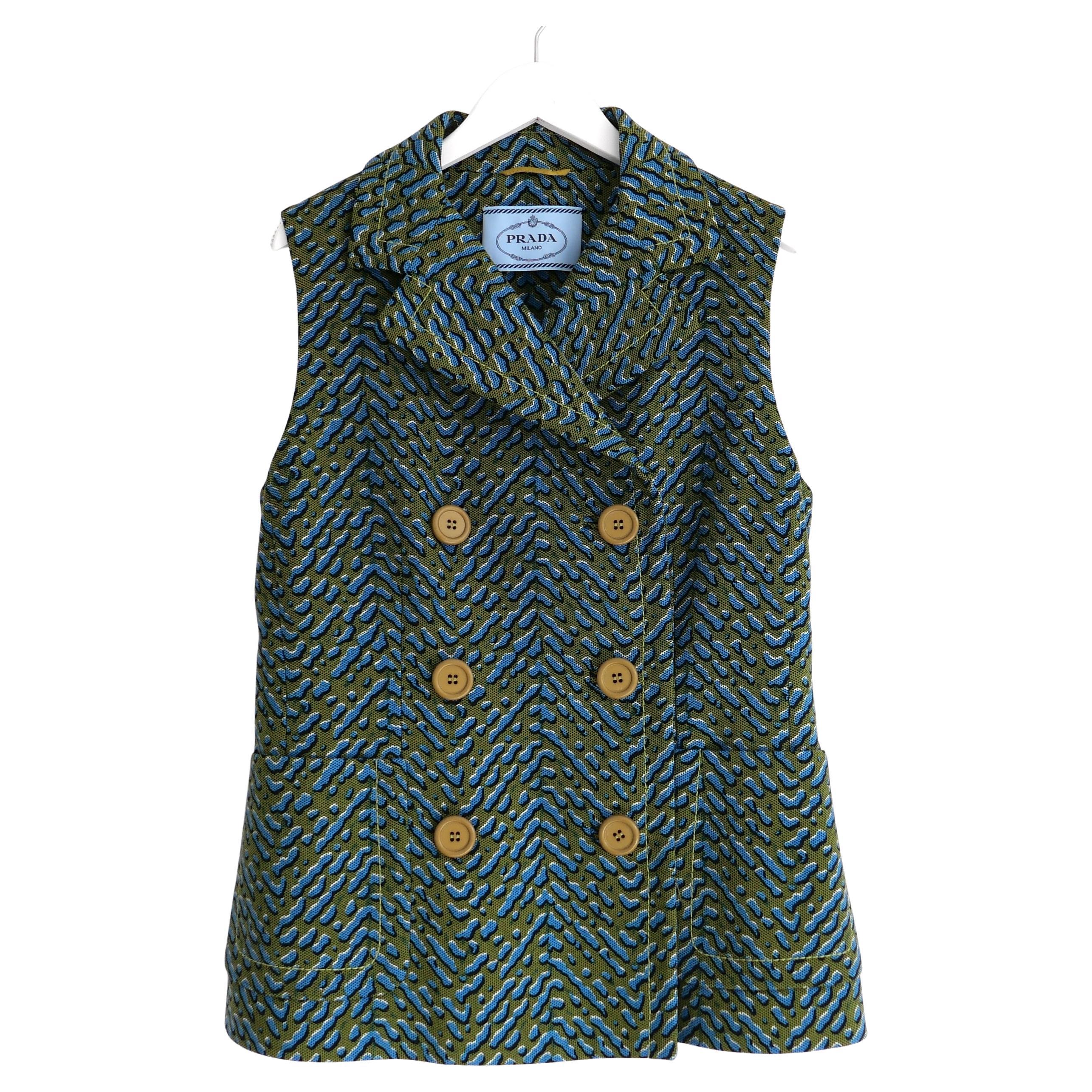 Prada Fall 2015 Droplet Print Sleeveless Jacket