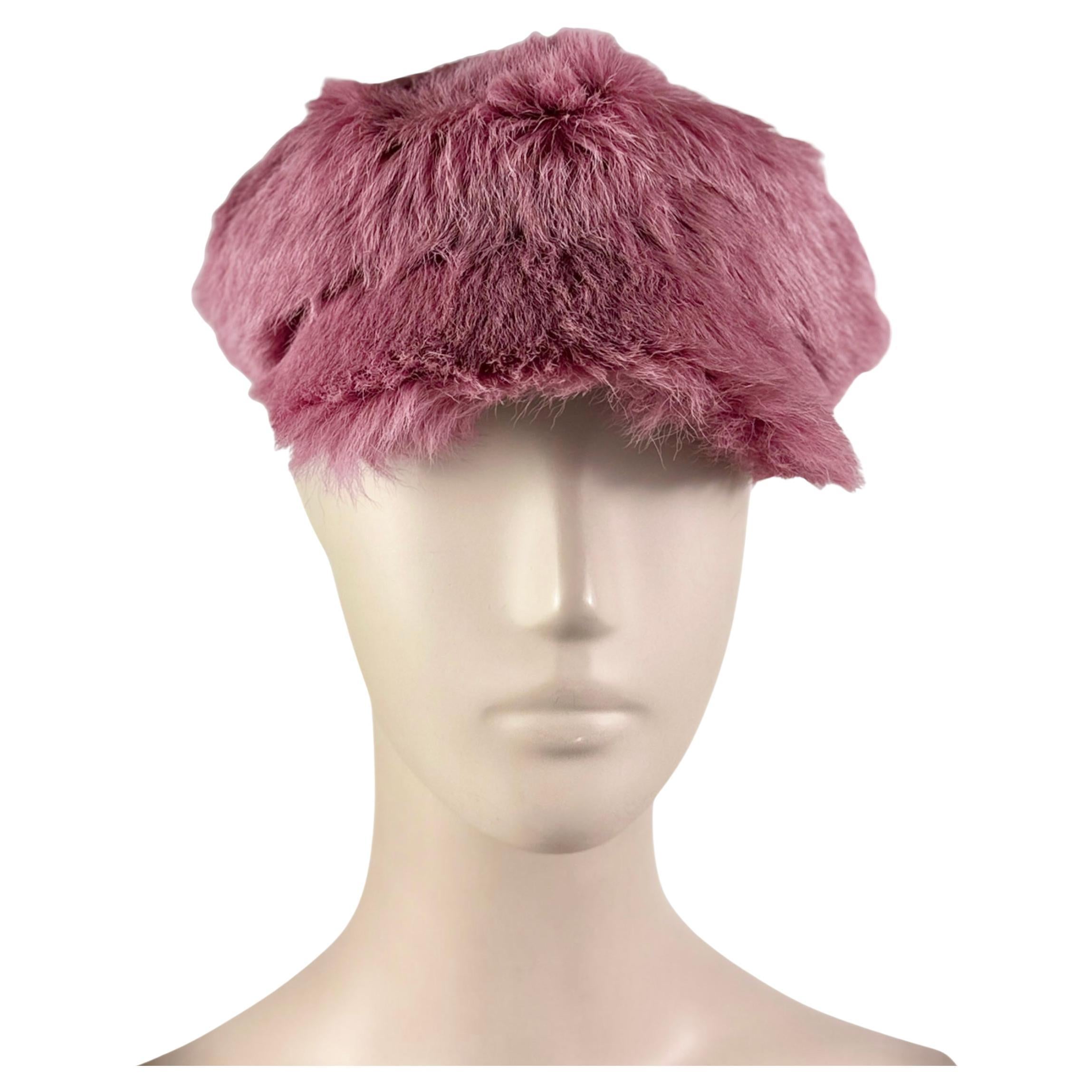 Prada Fall 2017 Pink pony hair cap