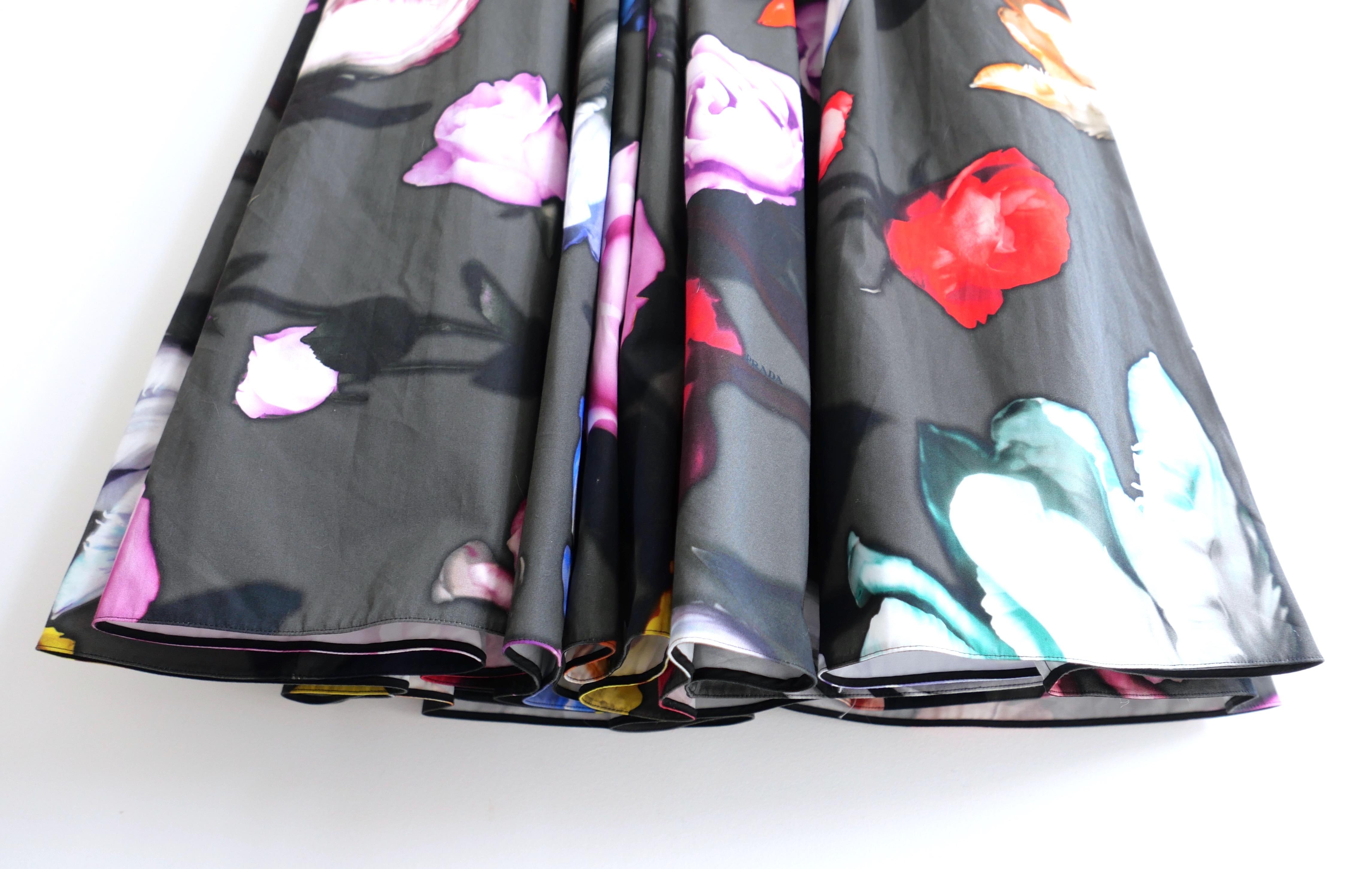 Black Prada Fall 2019 Silk Flower Embellished Floral Full Skirt Dress
