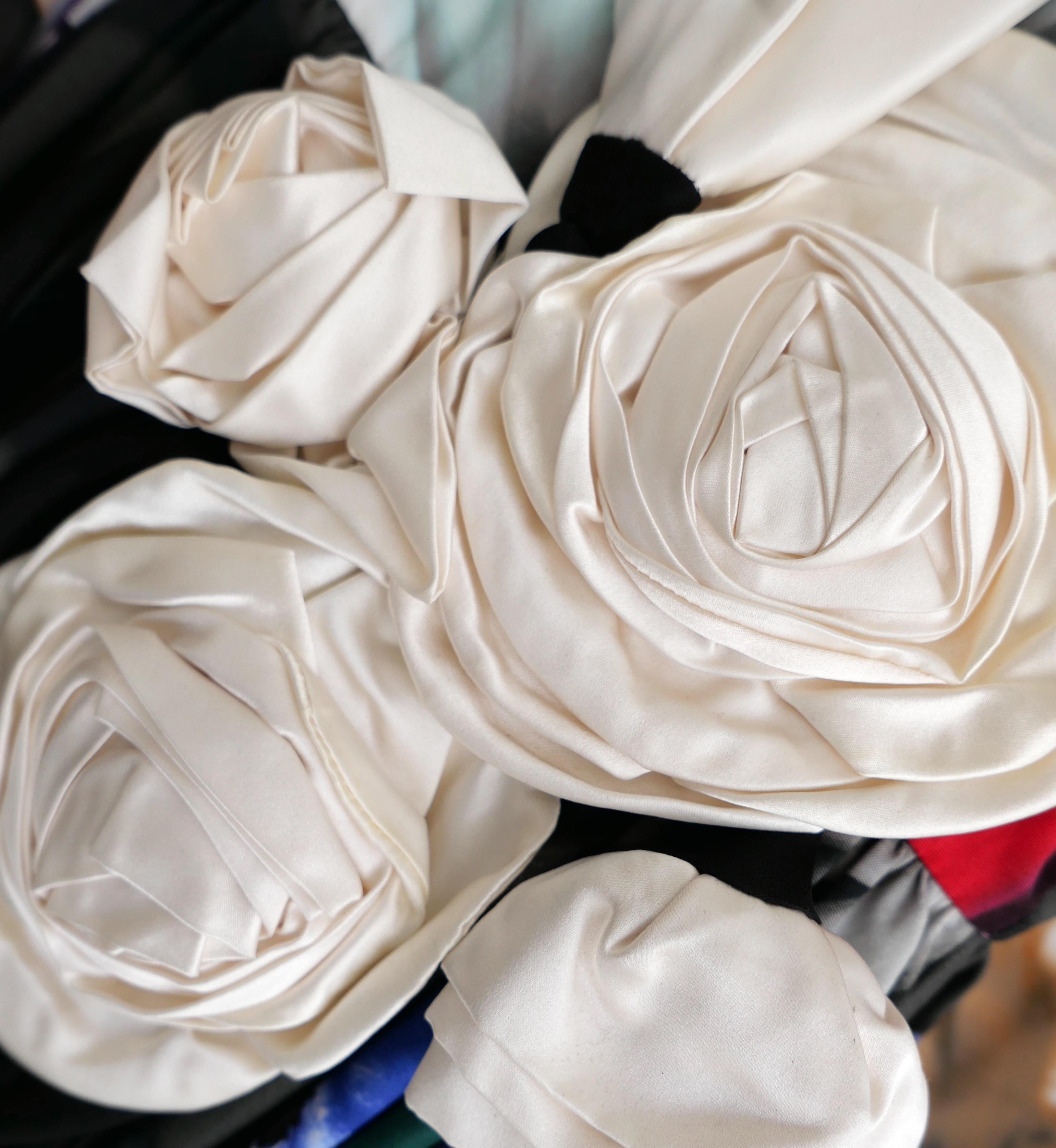 Prada Fall 2019 Silk Flower Embellished Floral Full Skirt Dress In Good Condition In London, GB