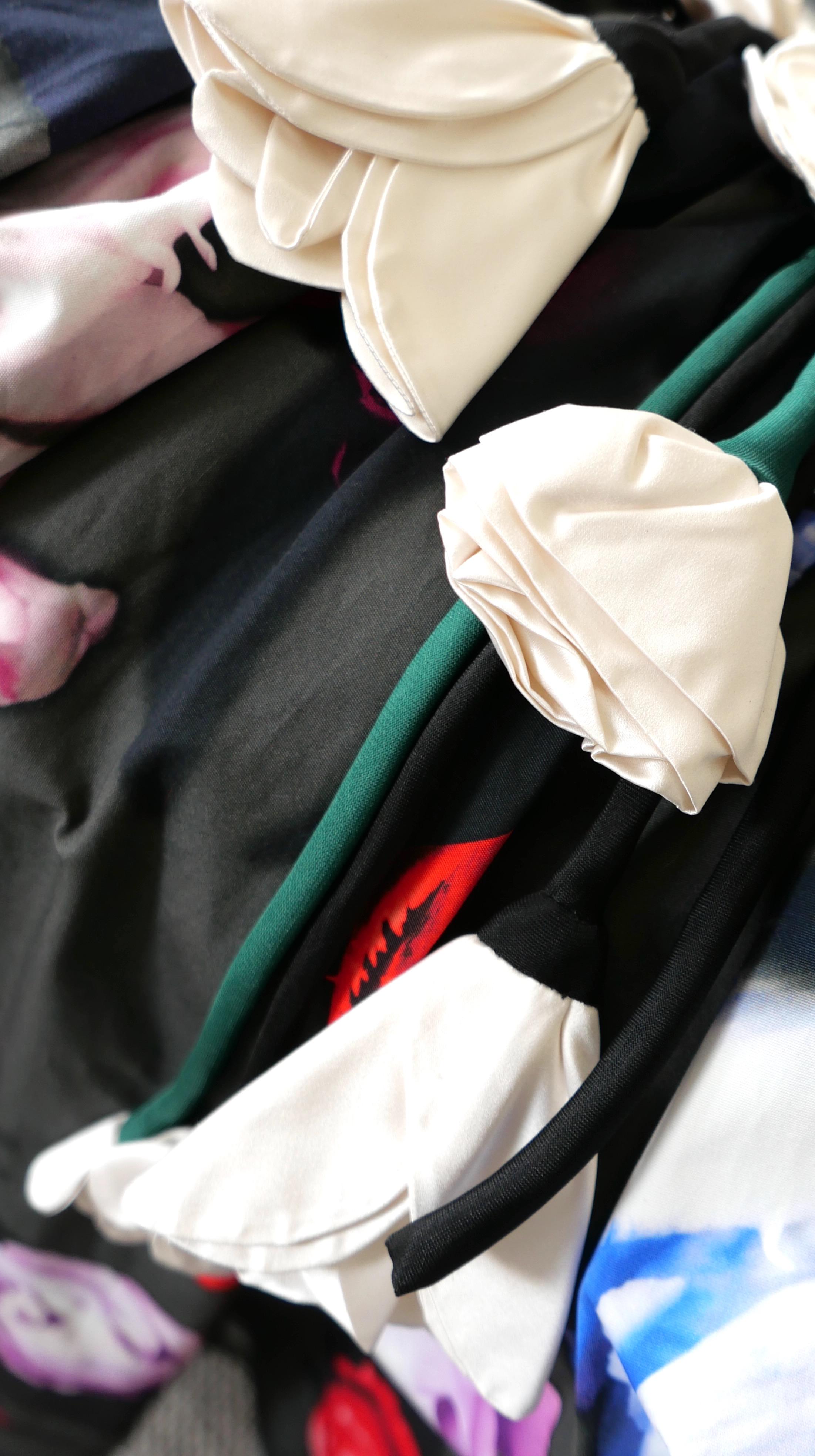 Prada Fall 2019 Silk Flower Embellished Floral Full Skirt Dress 1