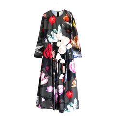 Prada Fall 2019 Silk Flower Embellished Floral Full Skirt Dress