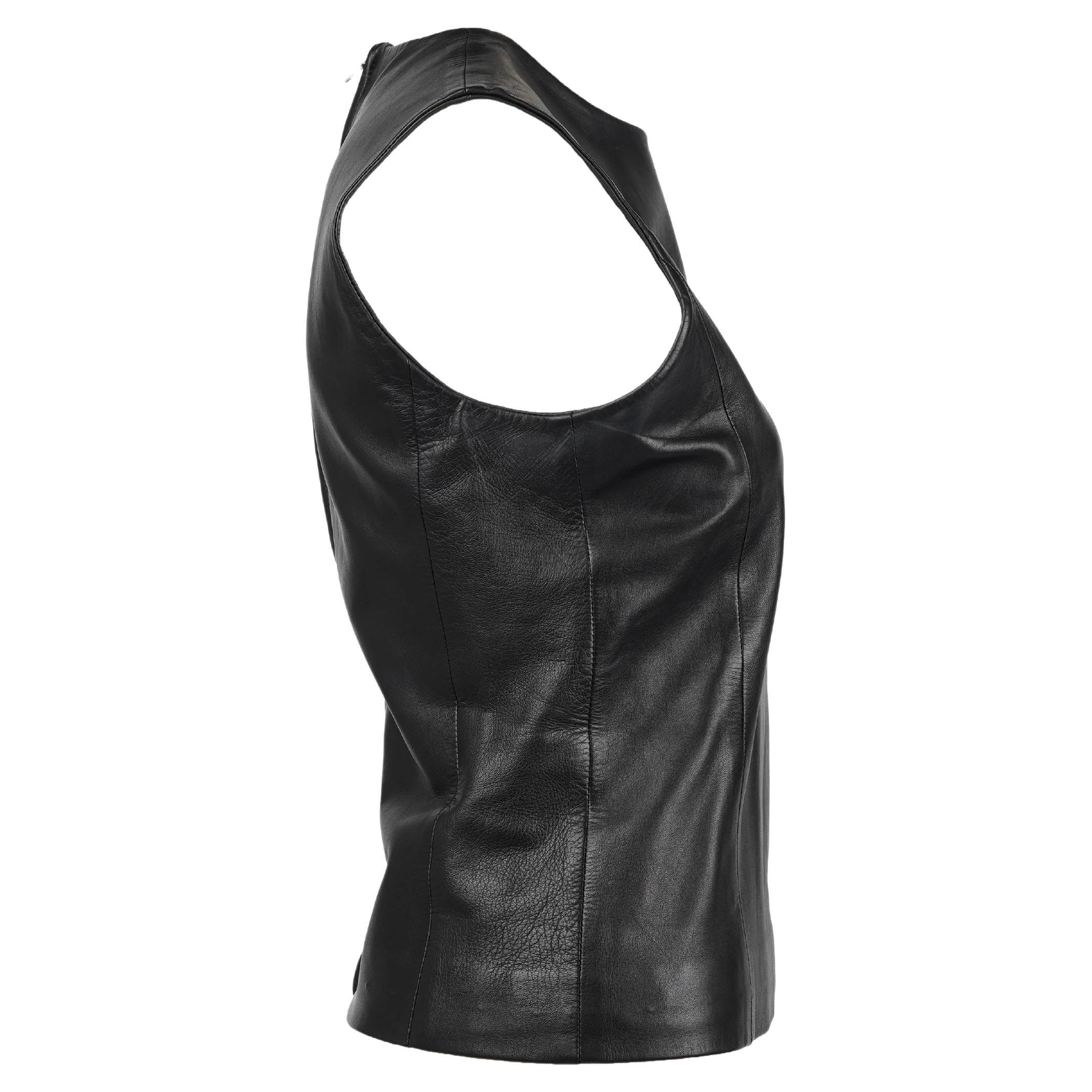 Top in pelle nera da passerella Prada Autunno/Inverno 1998 - IT 44 In condizioni buone in vendita a Berlin, DE