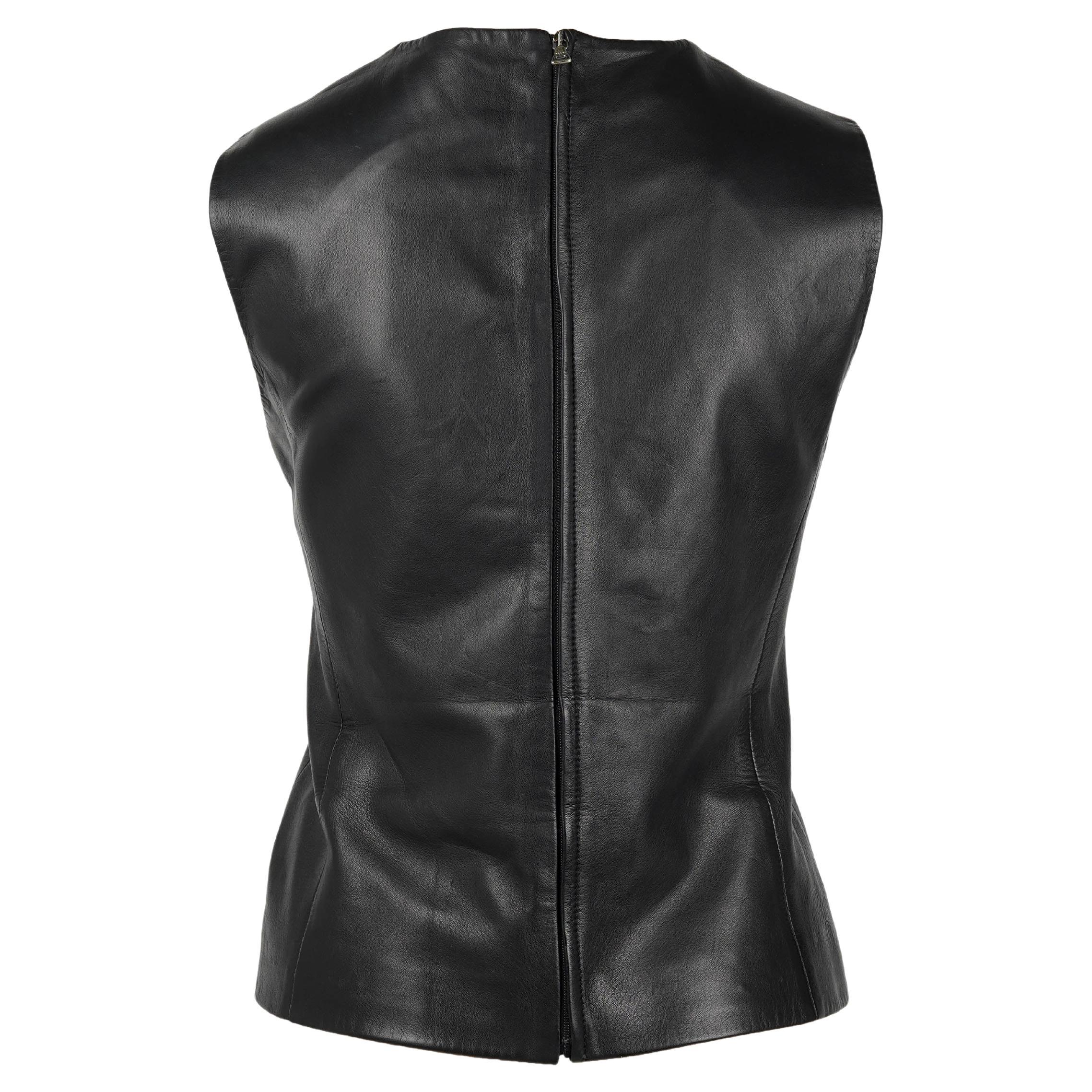 Top in pelle nera da passerella Prada Autunno/Inverno 1998 - IT 44 in vendita 1