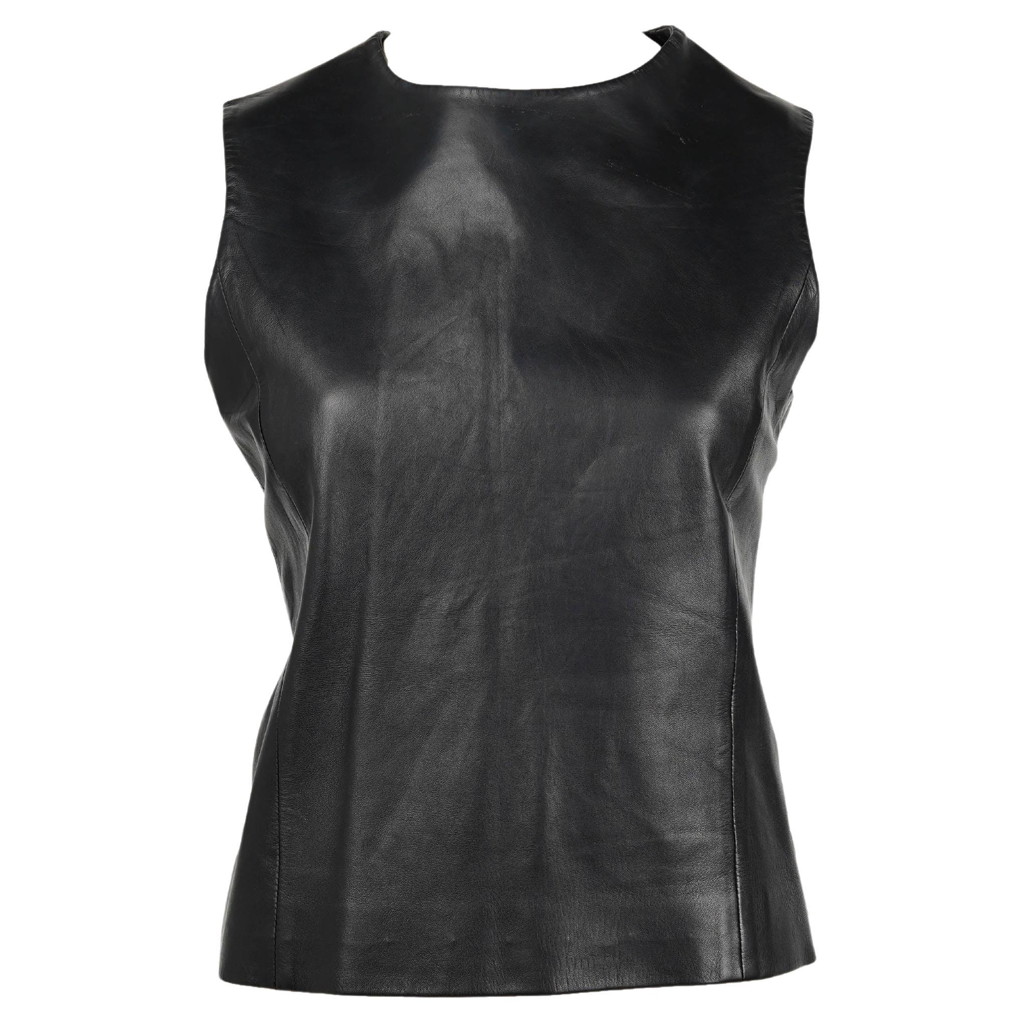 Prada Herbst/Winter 1998 Laufsteg Schwarzes Lederoberteil - IT 44