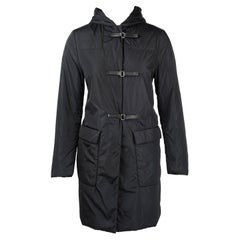 Prada Fall/Winter 1999 Black Nylon Buckle Coat - IT 40