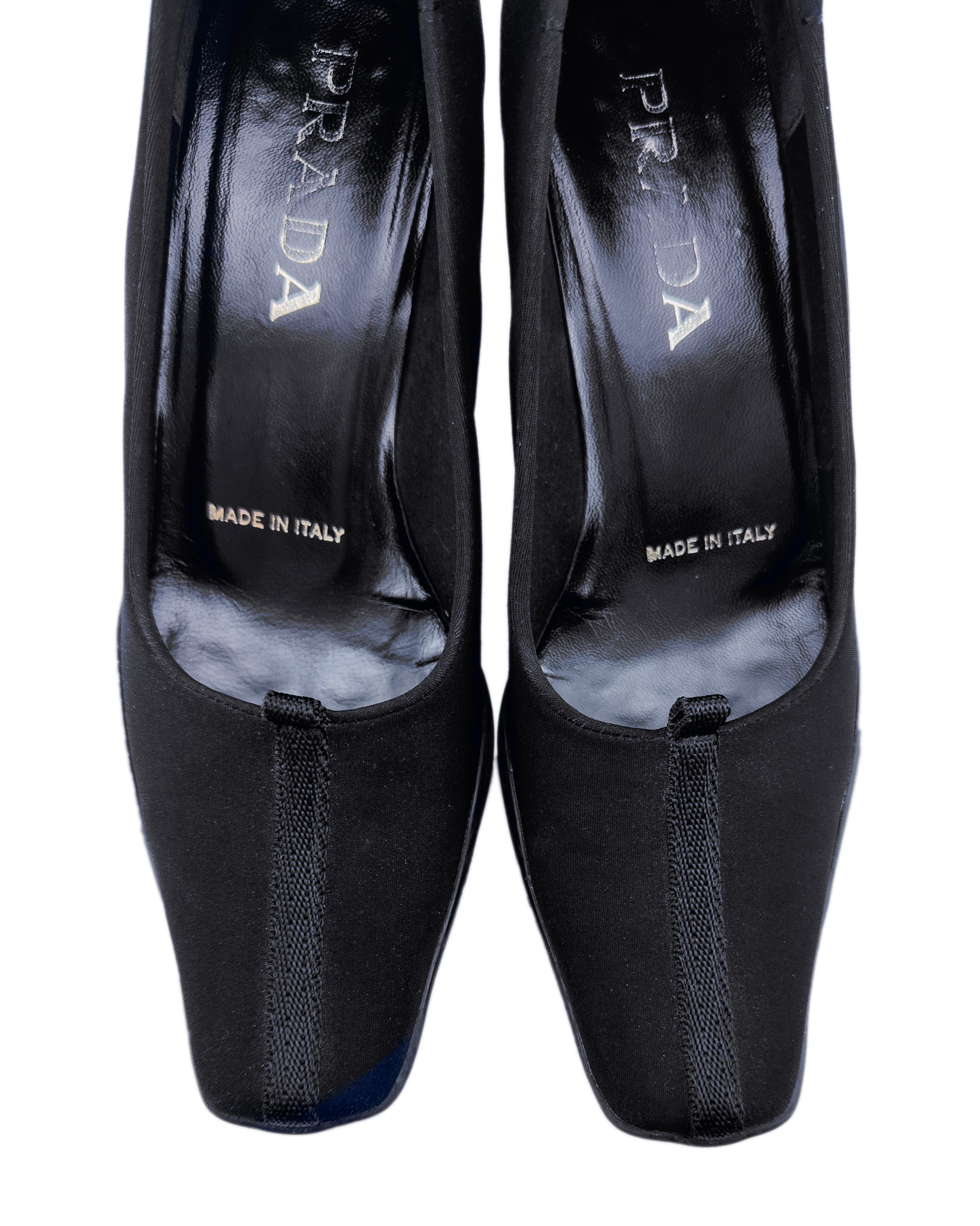 Prada Fall/Winter 1999 Black Techno Kitten Heels For Sale 2