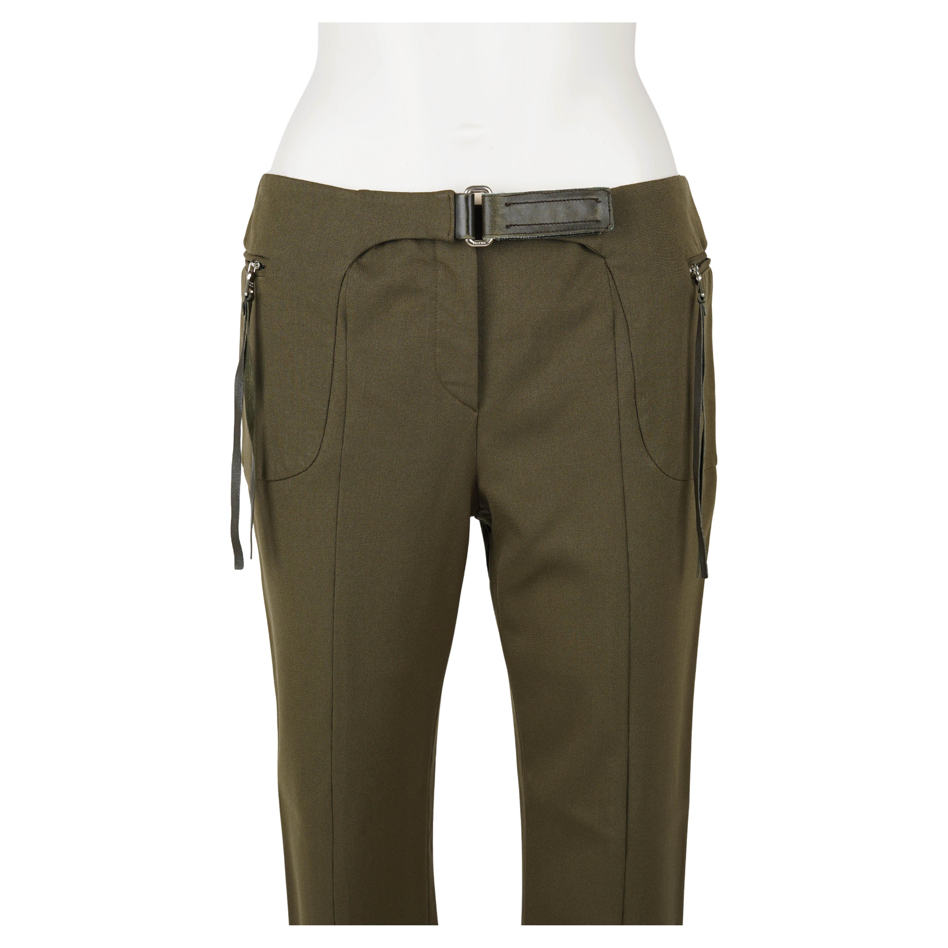 Black Prada Fall/Winter 1999 Military-Inspired Straight-Leg Trousers For Sale