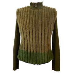 Prada Fall Winter 2000 virgin wool and mink fur Cardigan