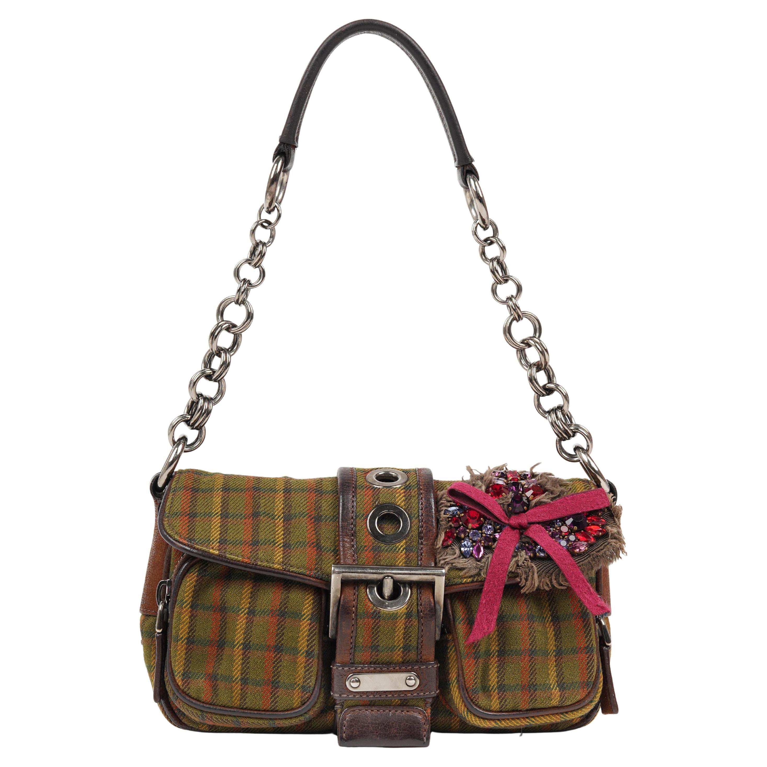 Prada Herbst/Winter 2004 Tartan Mini Umhängetasche im Angebot