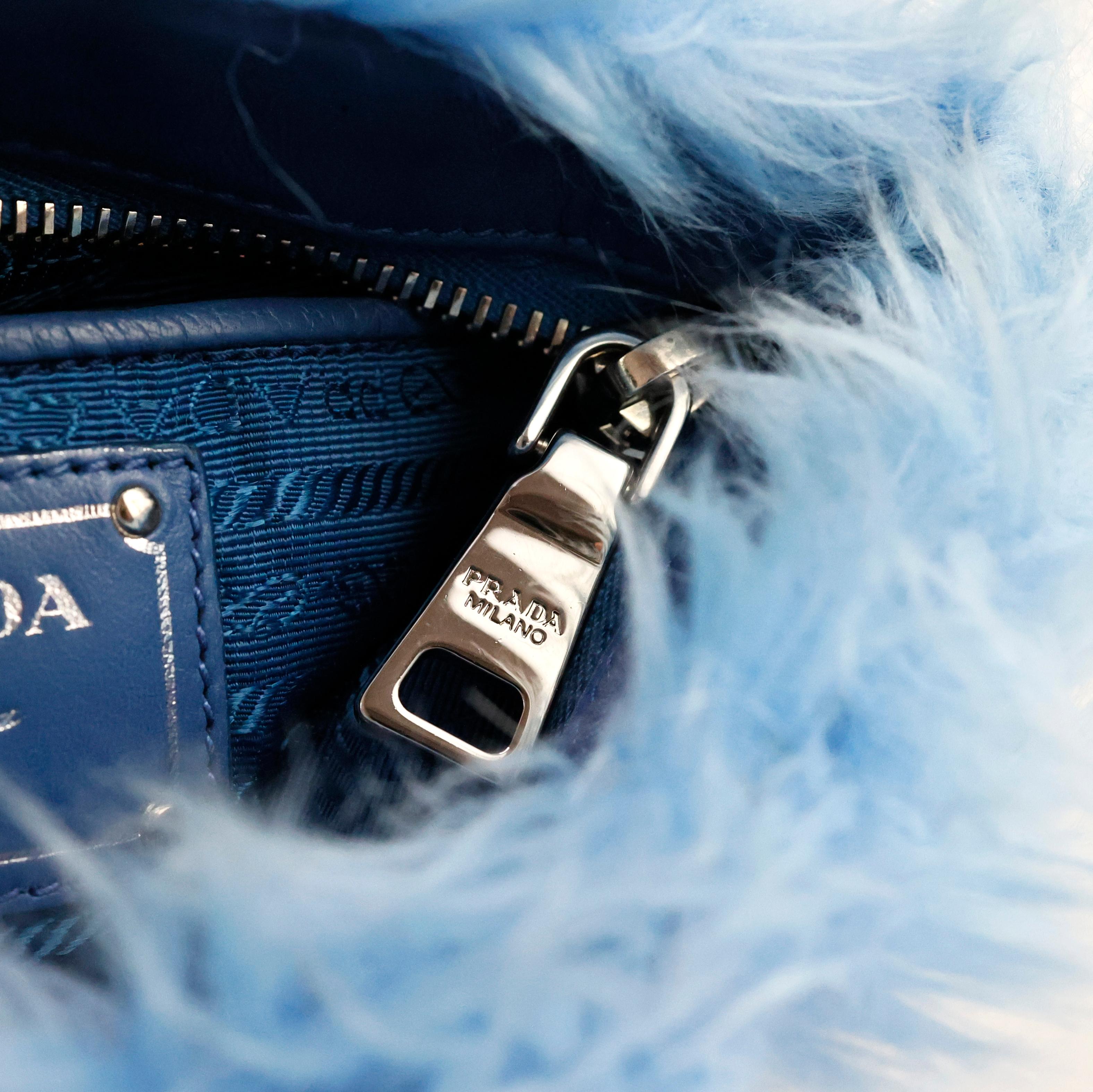 Prada Faux Fur Chain Crossbody Bag For Sale 1
