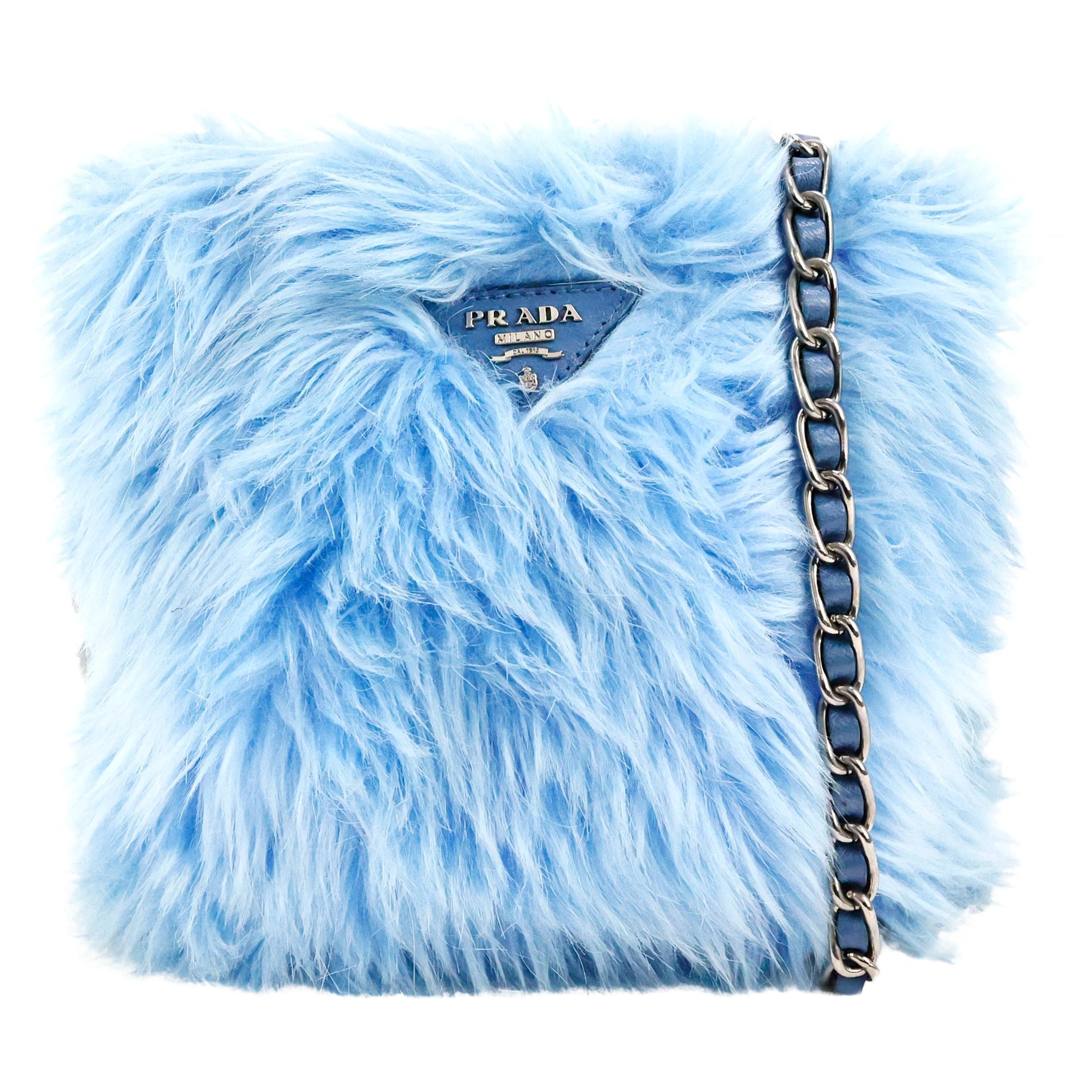 Prada Faux Fur Chain Crossbody Bag For Sale