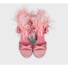 Prada Feather-Embellished Textile Sandals Sz.40