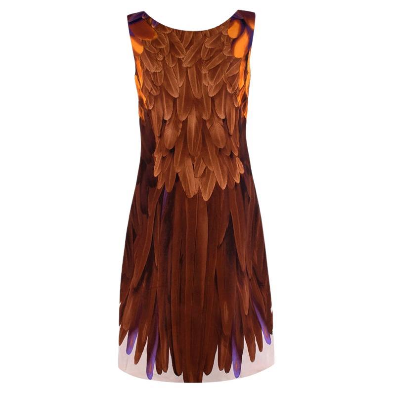 Prada Feather Print Silk Shift Dress For Sale