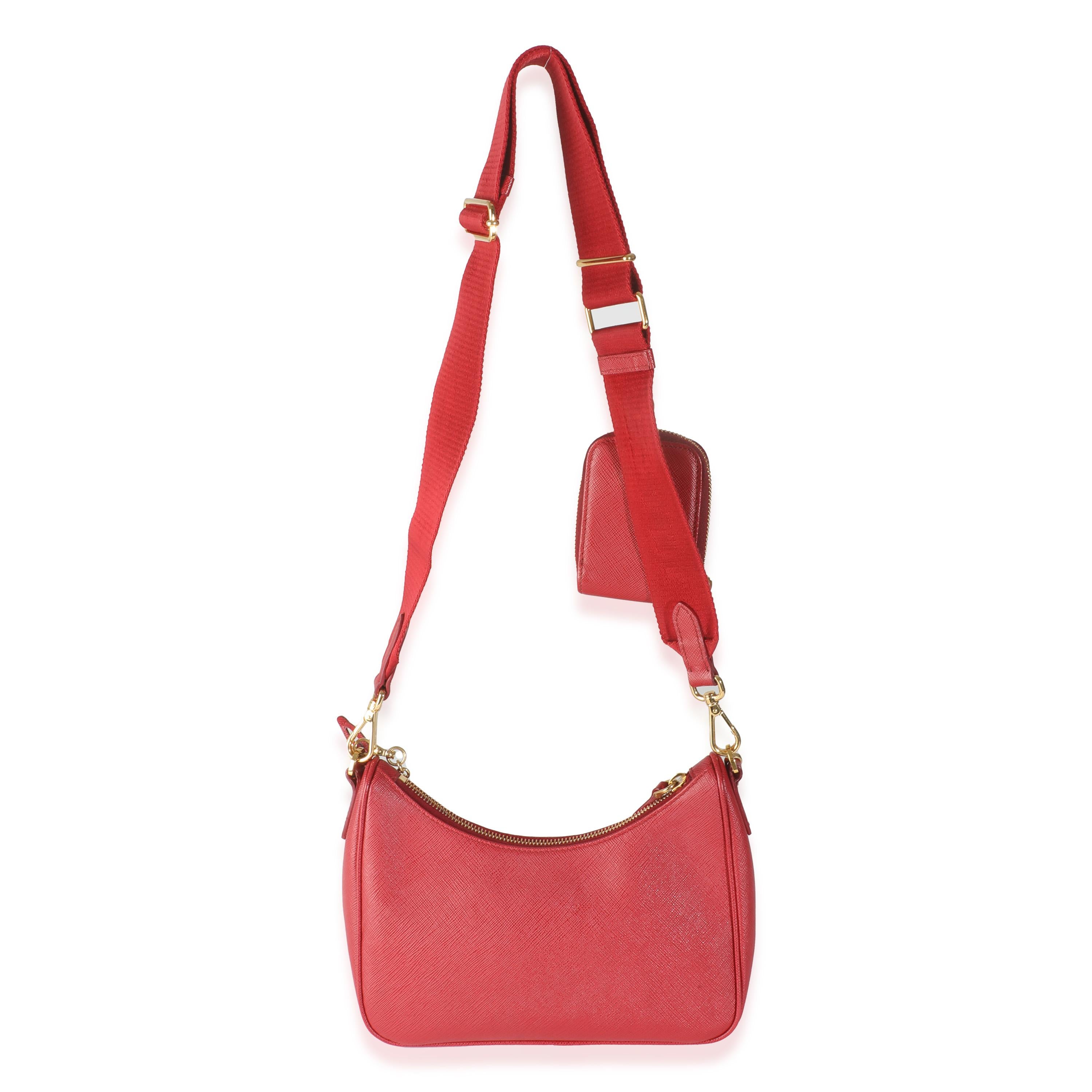 Rouge Sac Prada Fiery Red Saffiano réédition 2005 en vente