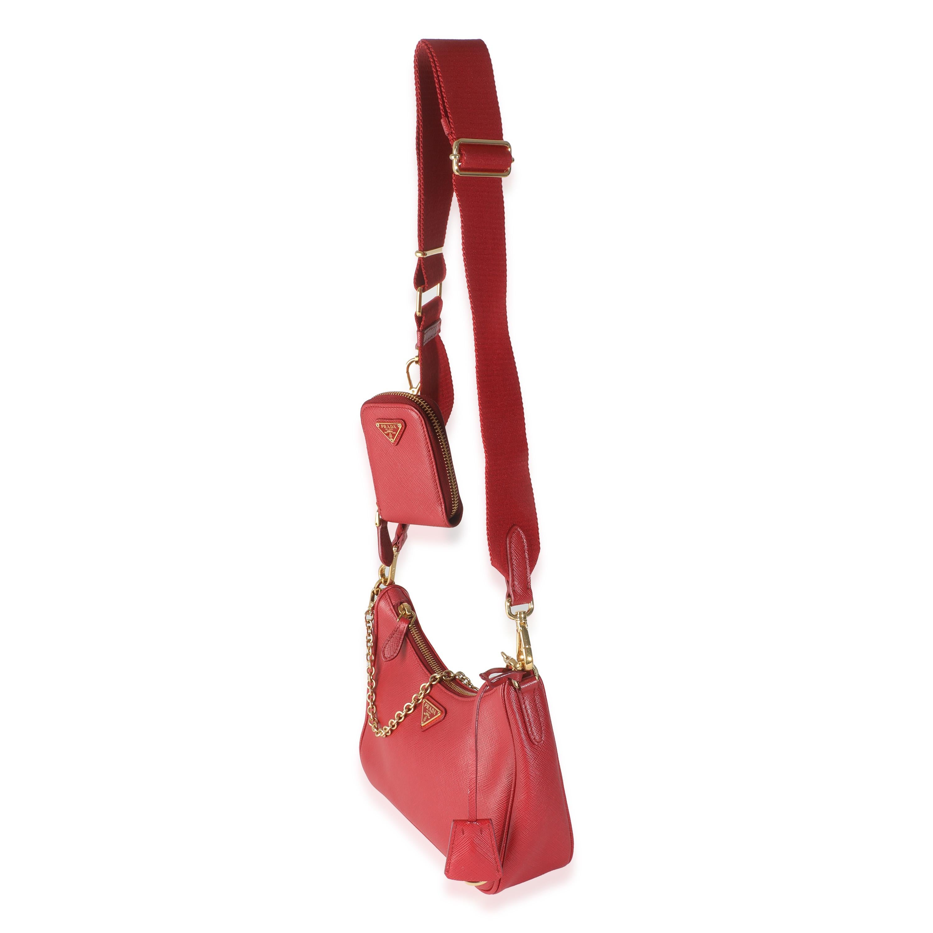 Sac Prada Fiery Red Saffiano réédition 2005 Bon état - En vente à New York, NY