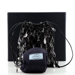 Prada Fishnet Chain Crossbody Bag Woven Leather and Satin with Crystals