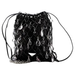 Prada Fishnet Chain Crossbody Bag Woven Leather and Satin with Crystals
