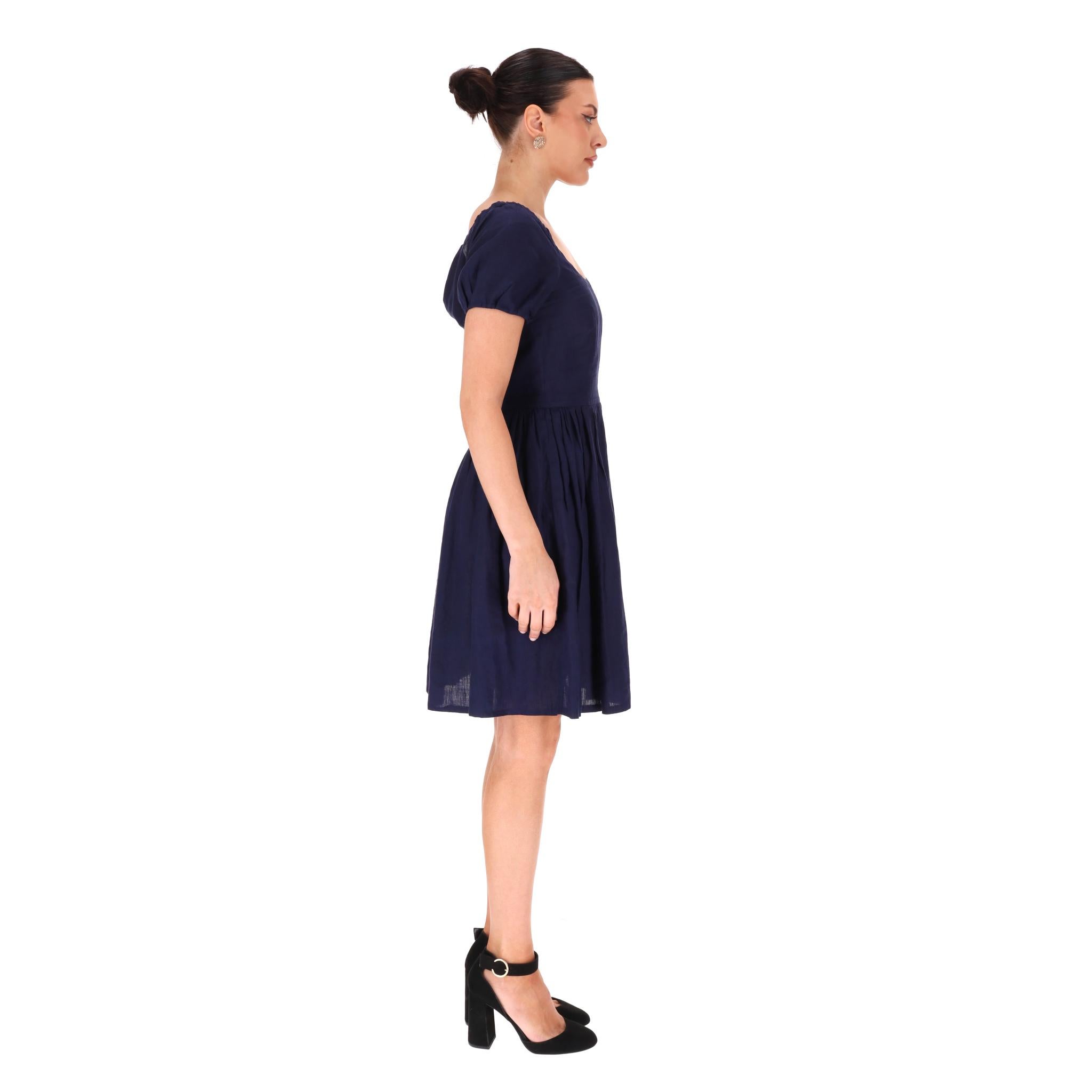 Black Prada Fit And Flare Linen Dress For Sale