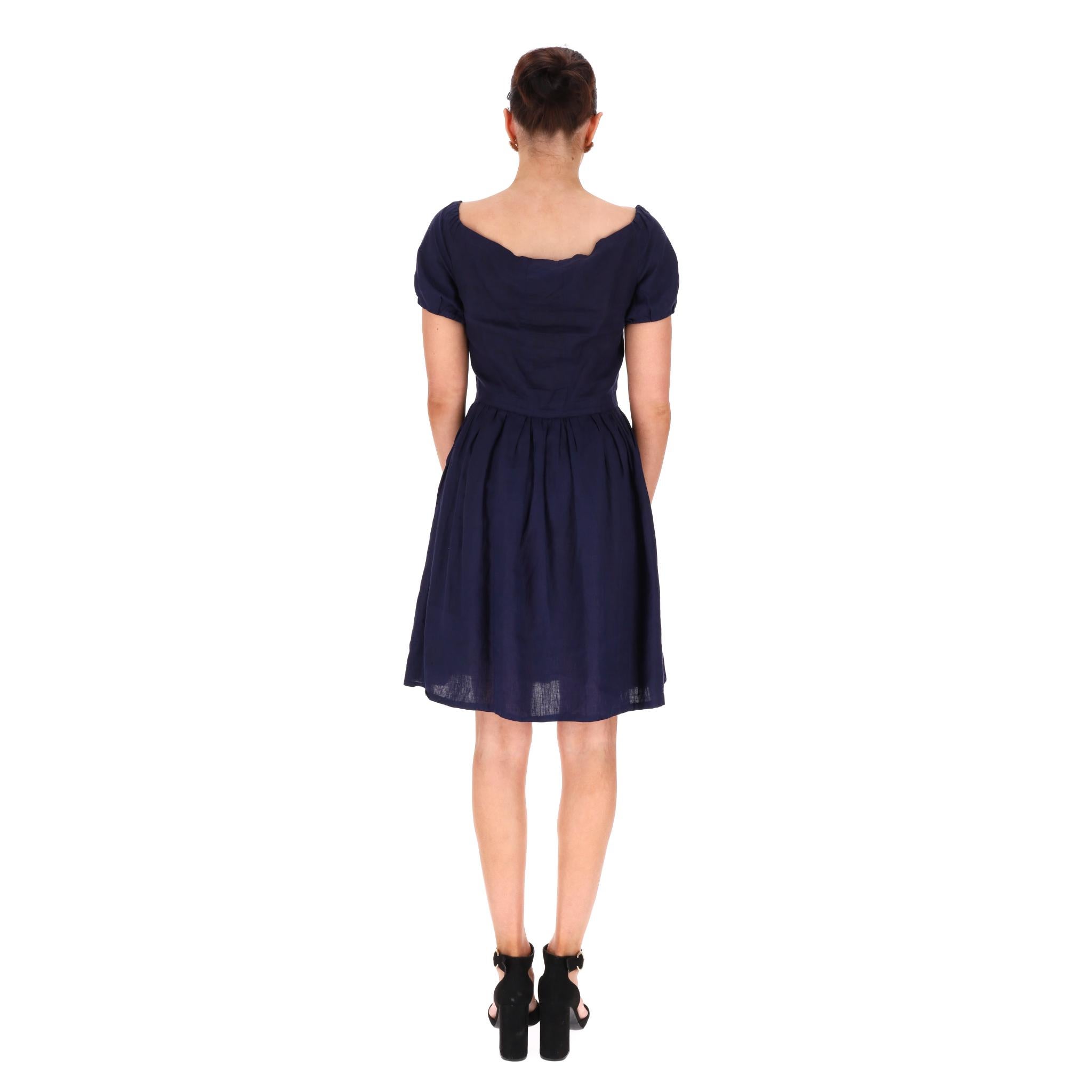 Prada Fit And Flare Linen Dress In Excellent Condition For Sale In London, GB