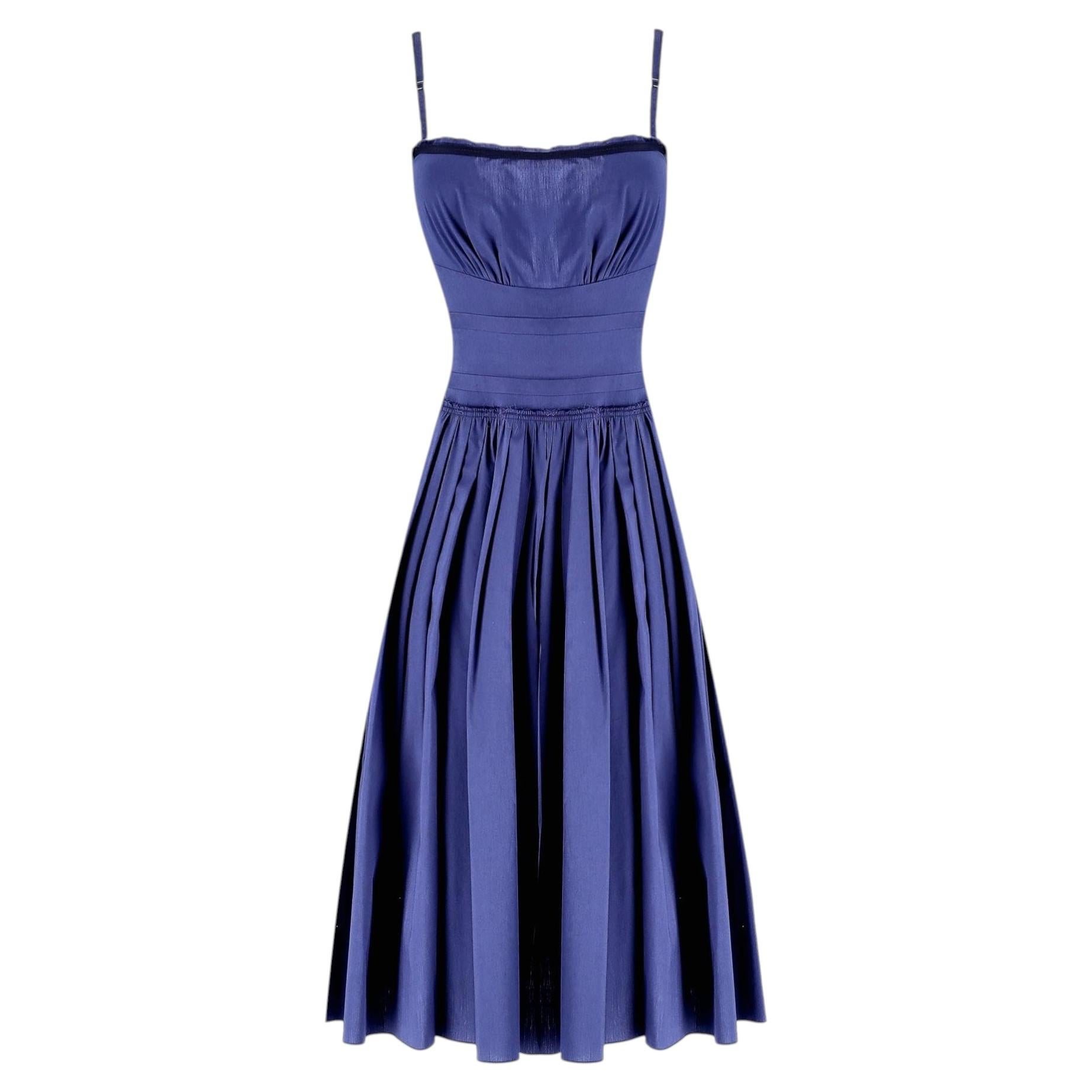 Prada Fit And Flare Pleated Midi Dress