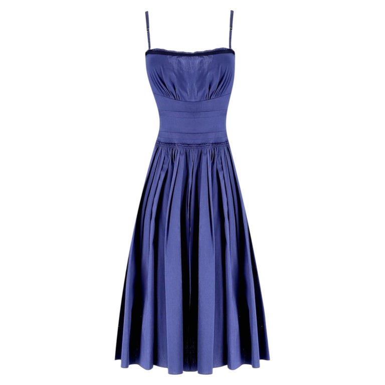 Prada Fit And Flare Pleated Midi Dress For Sale at 1stDibs